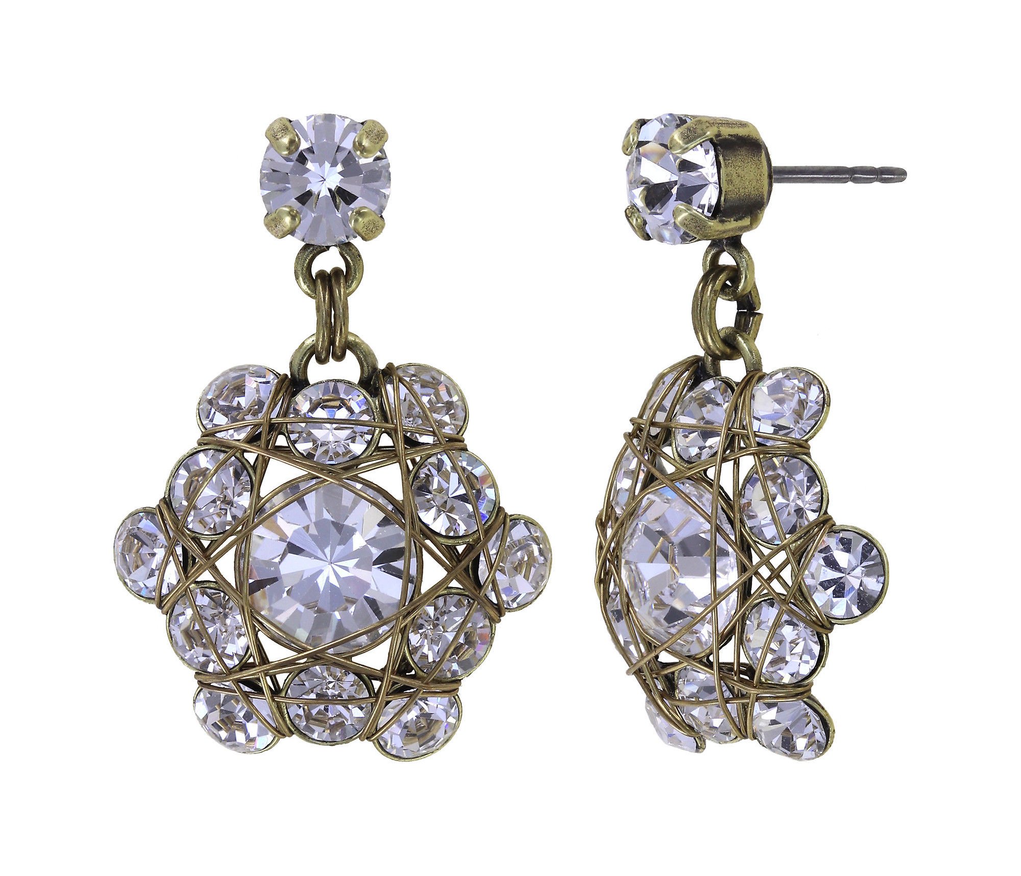 image for Earring stud dangling Bended Lights White crystal 
