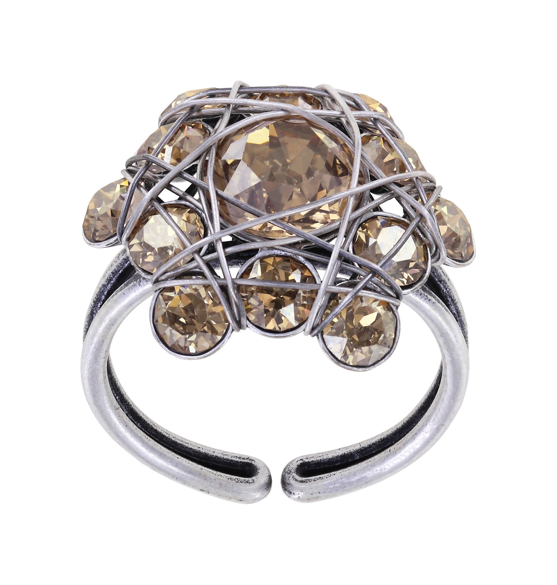 для изображений Кольцо Bended Lights Beige crystal golden shadow 