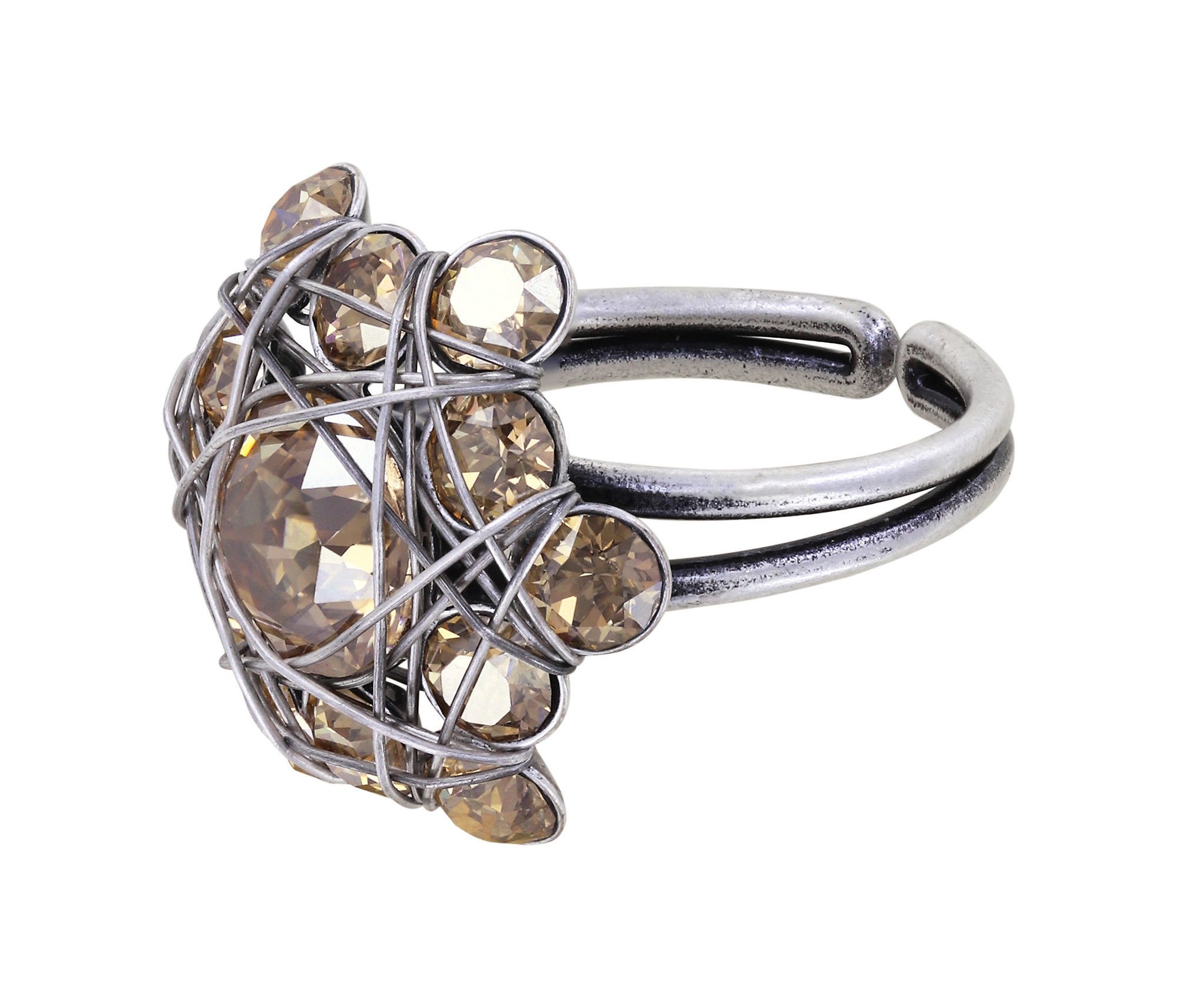 Bild für Ring Bended Lights Beige Kristall goldener Schatten 