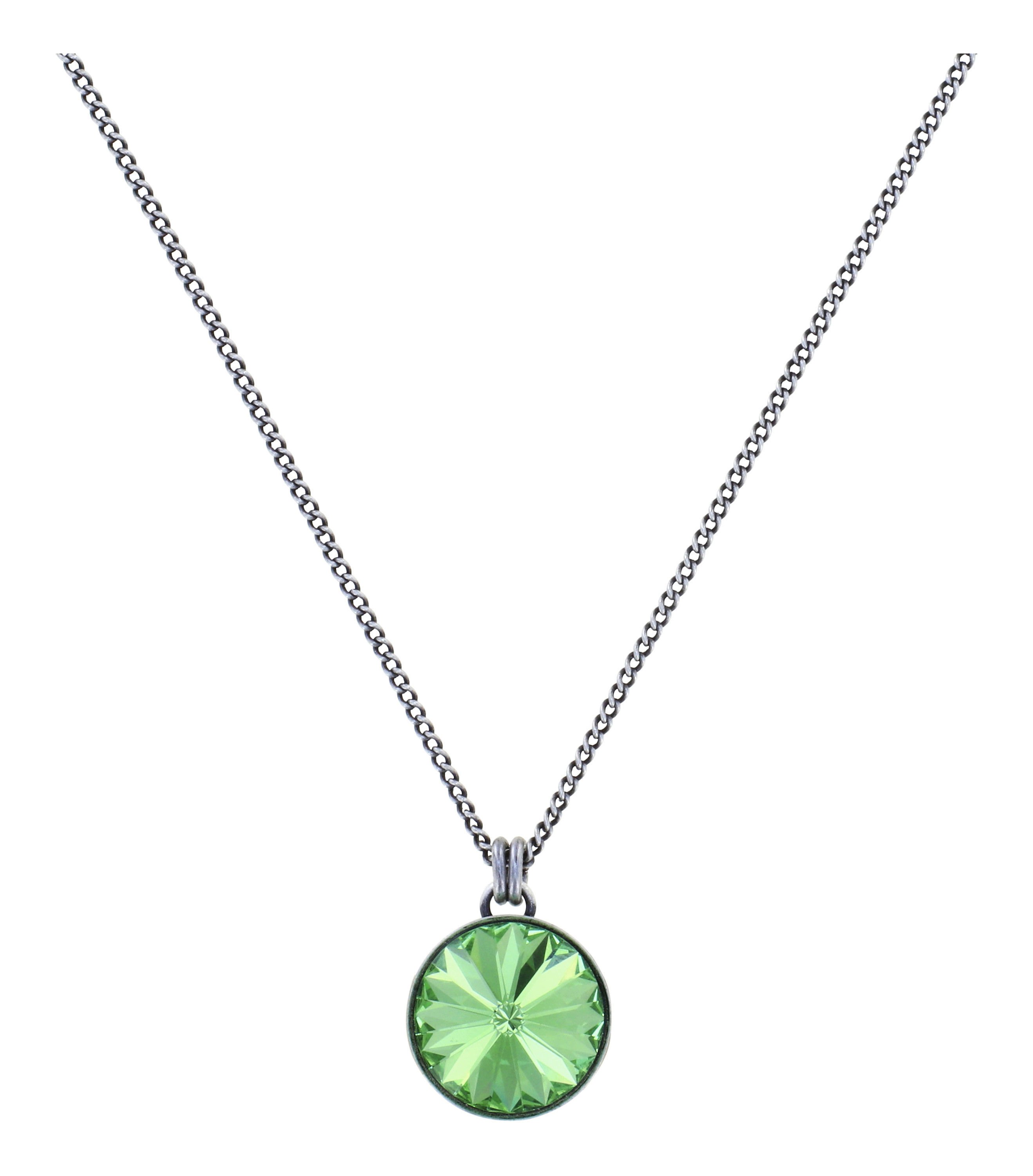 image pour Collier pendant Rivoli Vert peridot 14mm