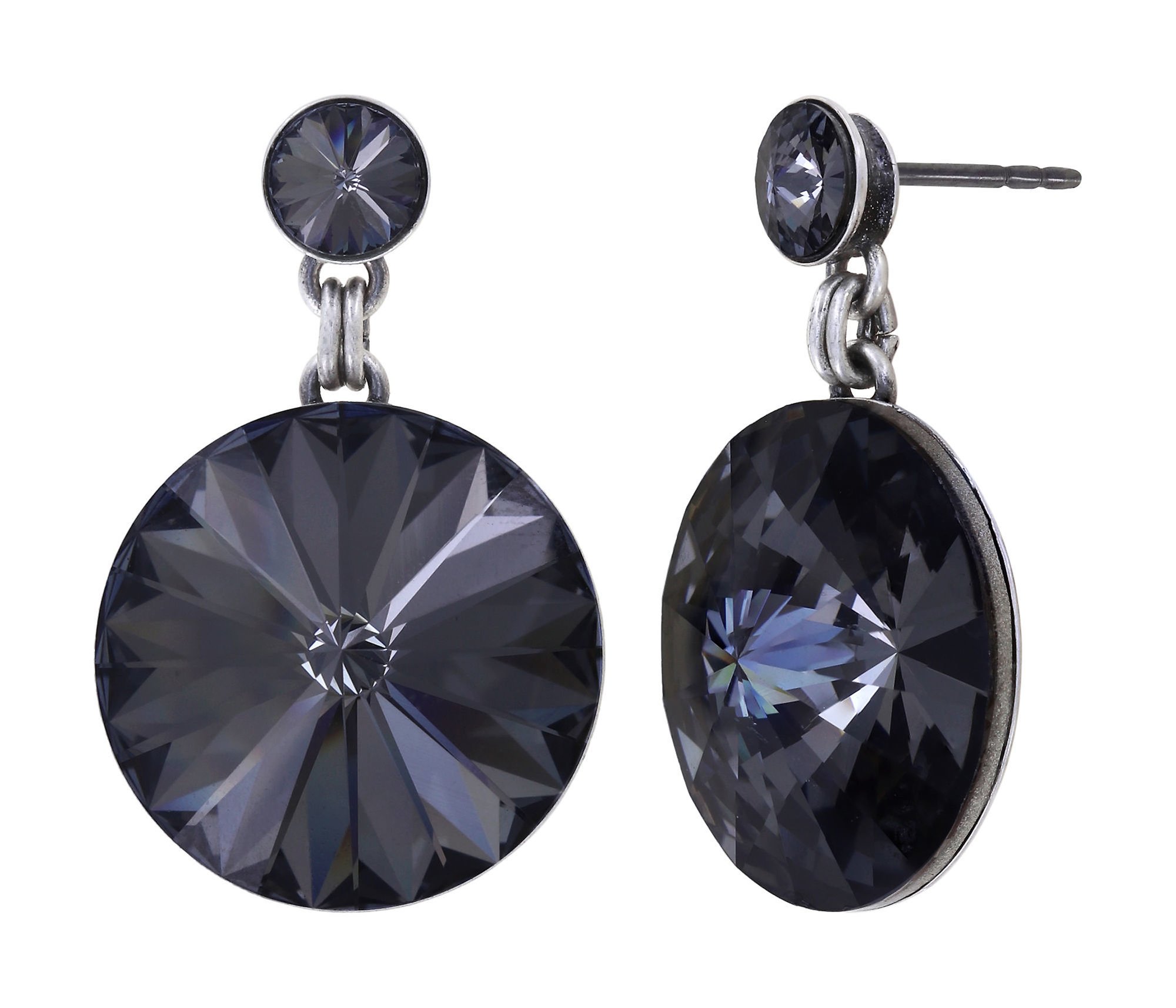 image pour Clou d'oreille pendant Rivoli Gris crystal night fall 