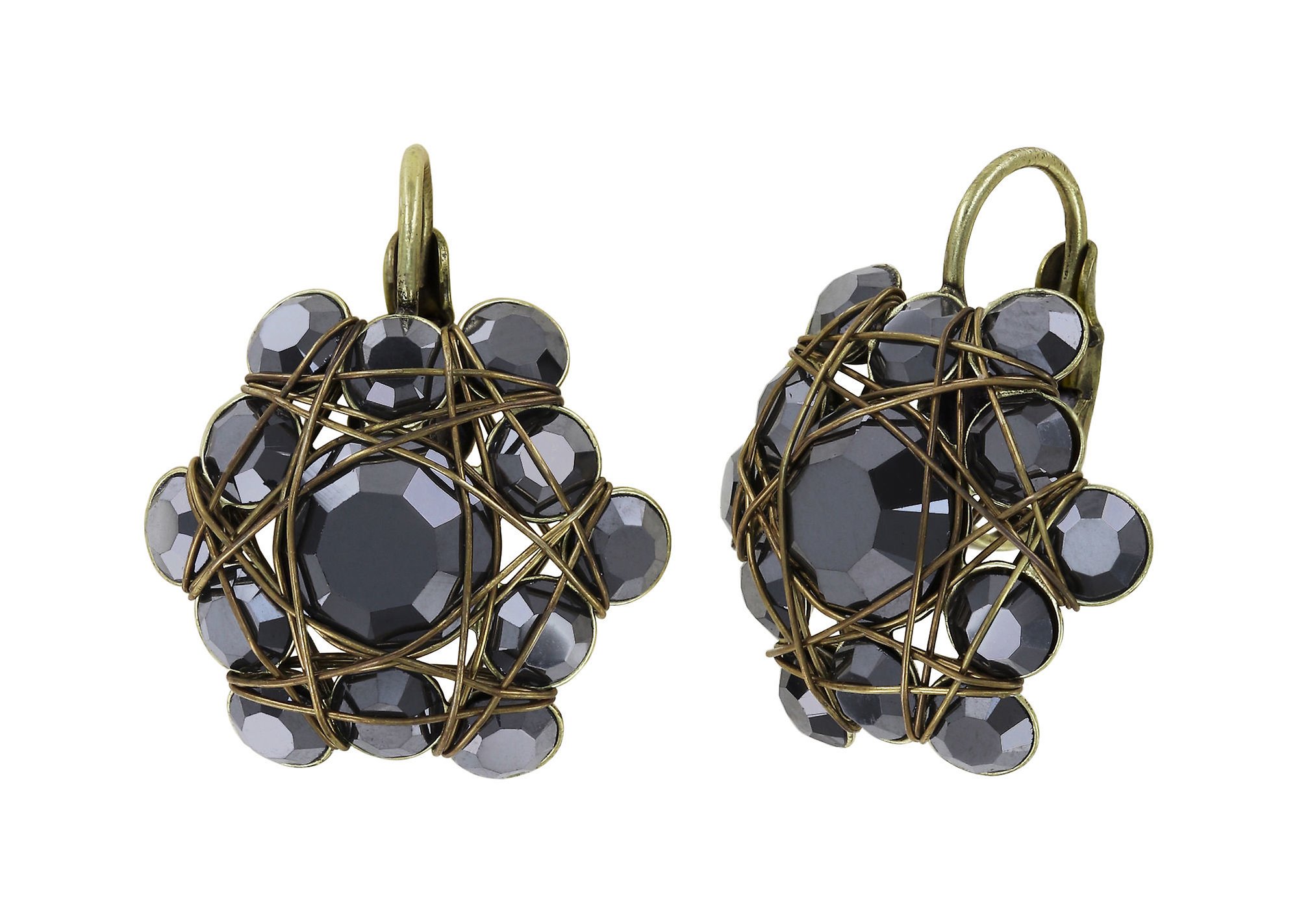 image for Earring Eurowire Bended Lights Black jet hematite 