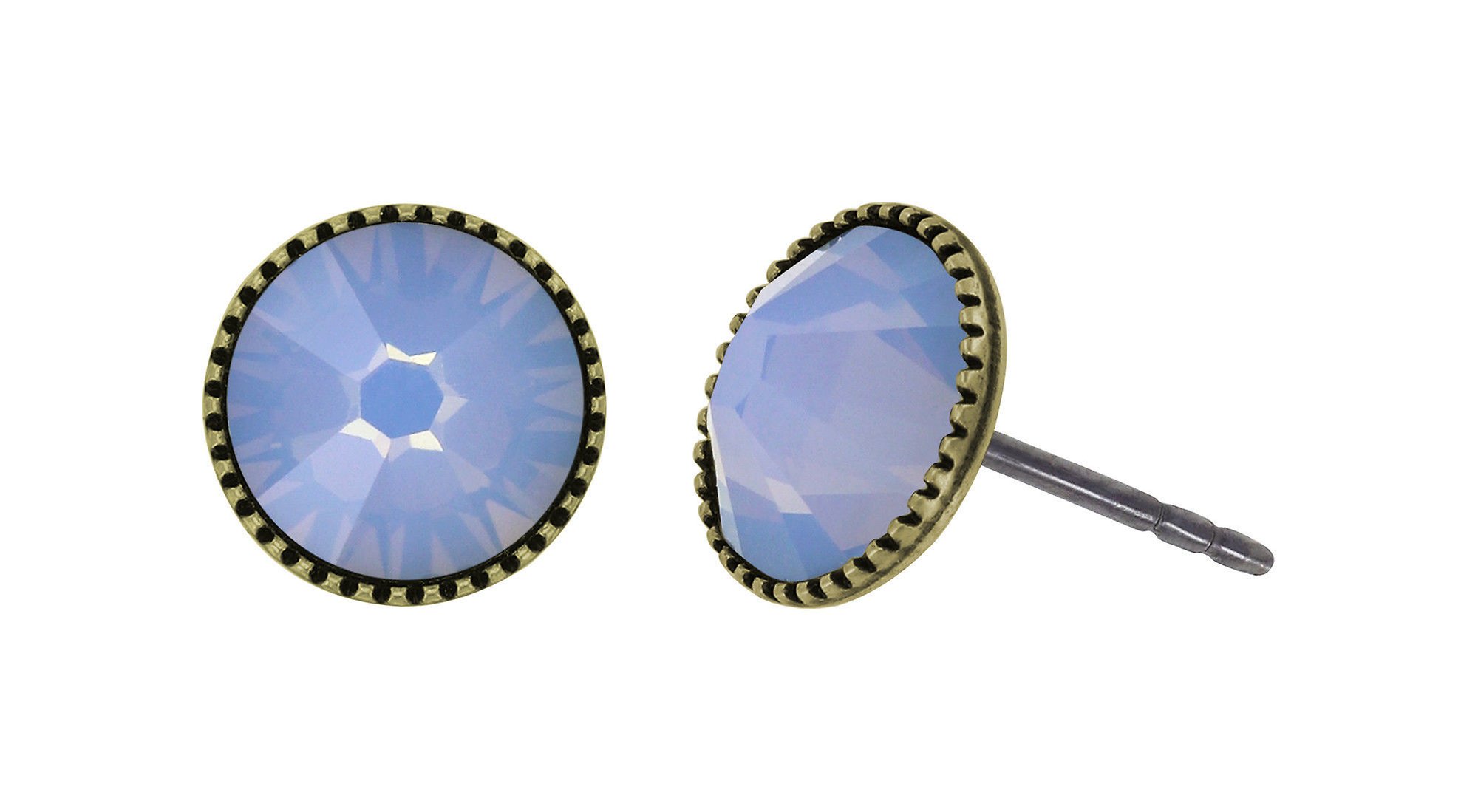 image pour Clou d'oreille plat Black Jack Bleu Clair lt. sapphire opal SS 34