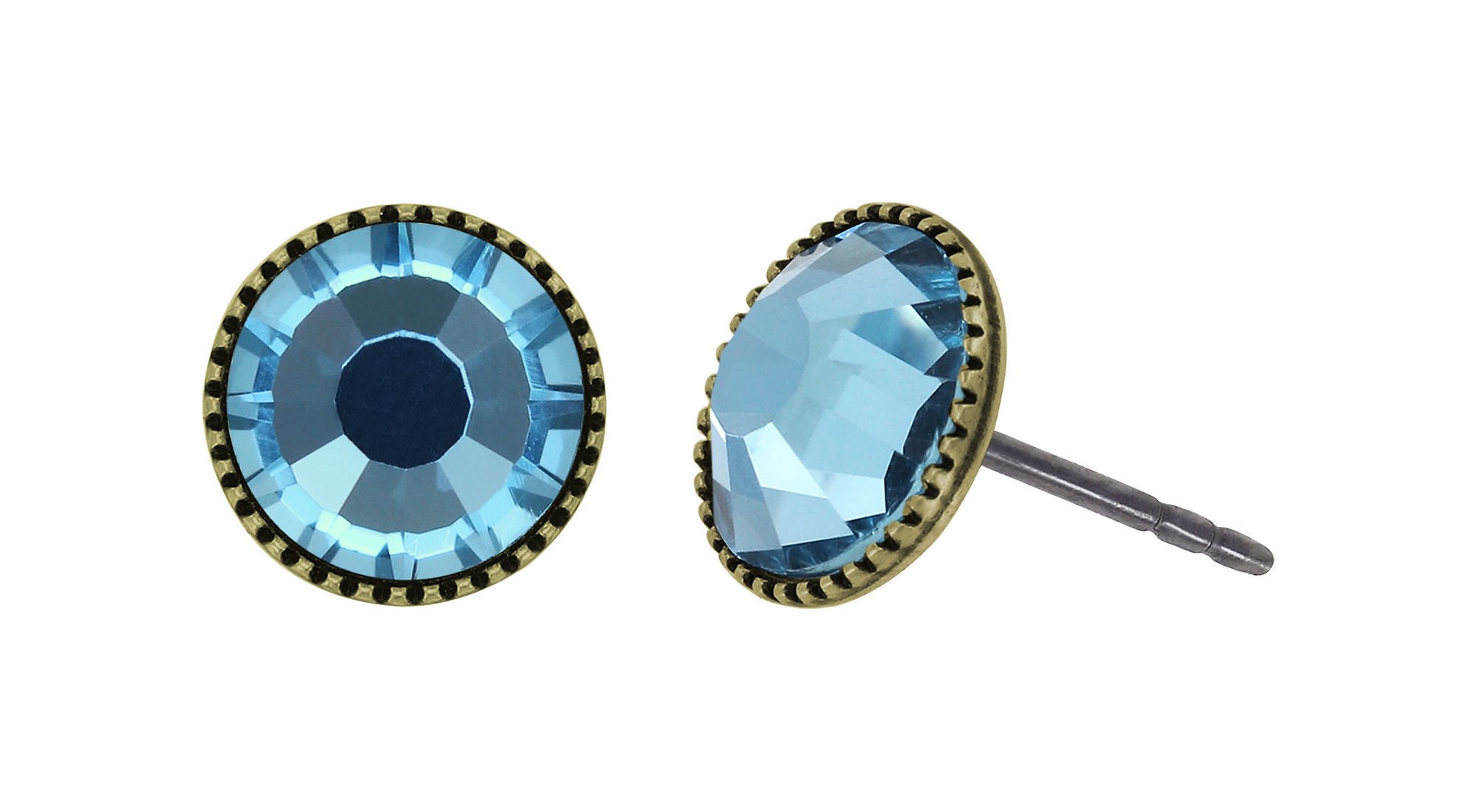 image pour Clou d'oreille plat Black Jack Bleu Clair aquamarine SS 34