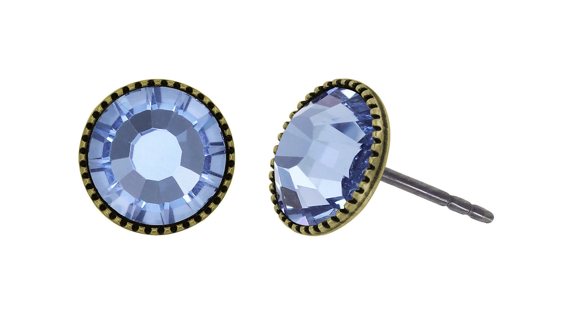 image for Earring Stud-Flat Black Jack Light Blue light sapphire SS 34