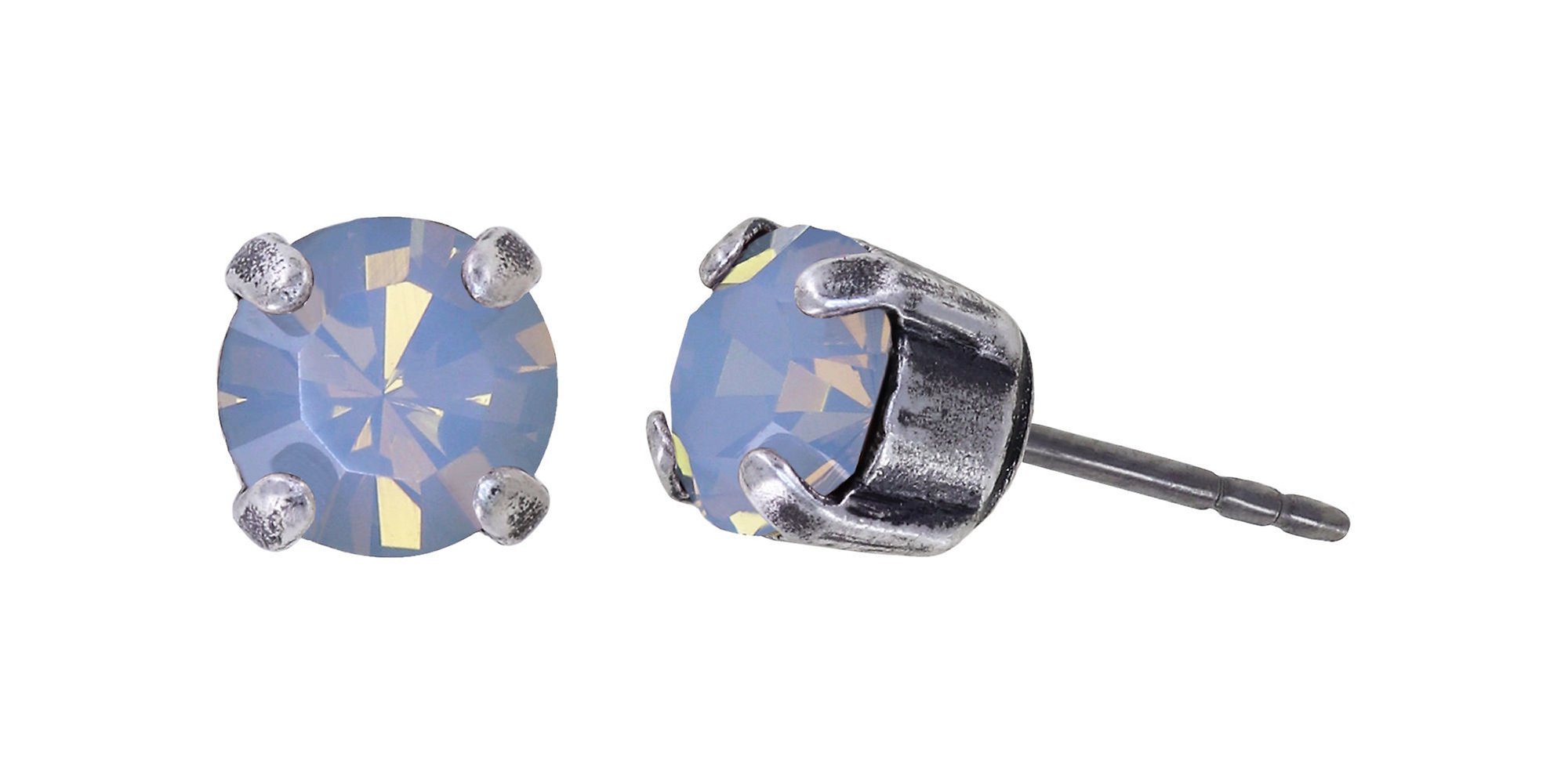 image for Earring Stud Black Jack Light Blue lt. sapphire opal SS 29