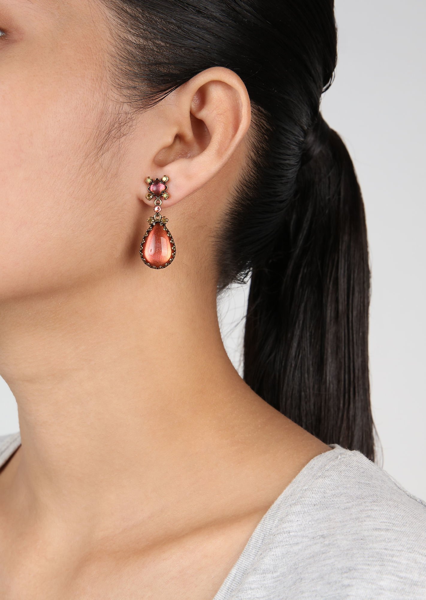 image for Earring Stud Dangling Mary Queen of Scots Toxic Shine Brown 