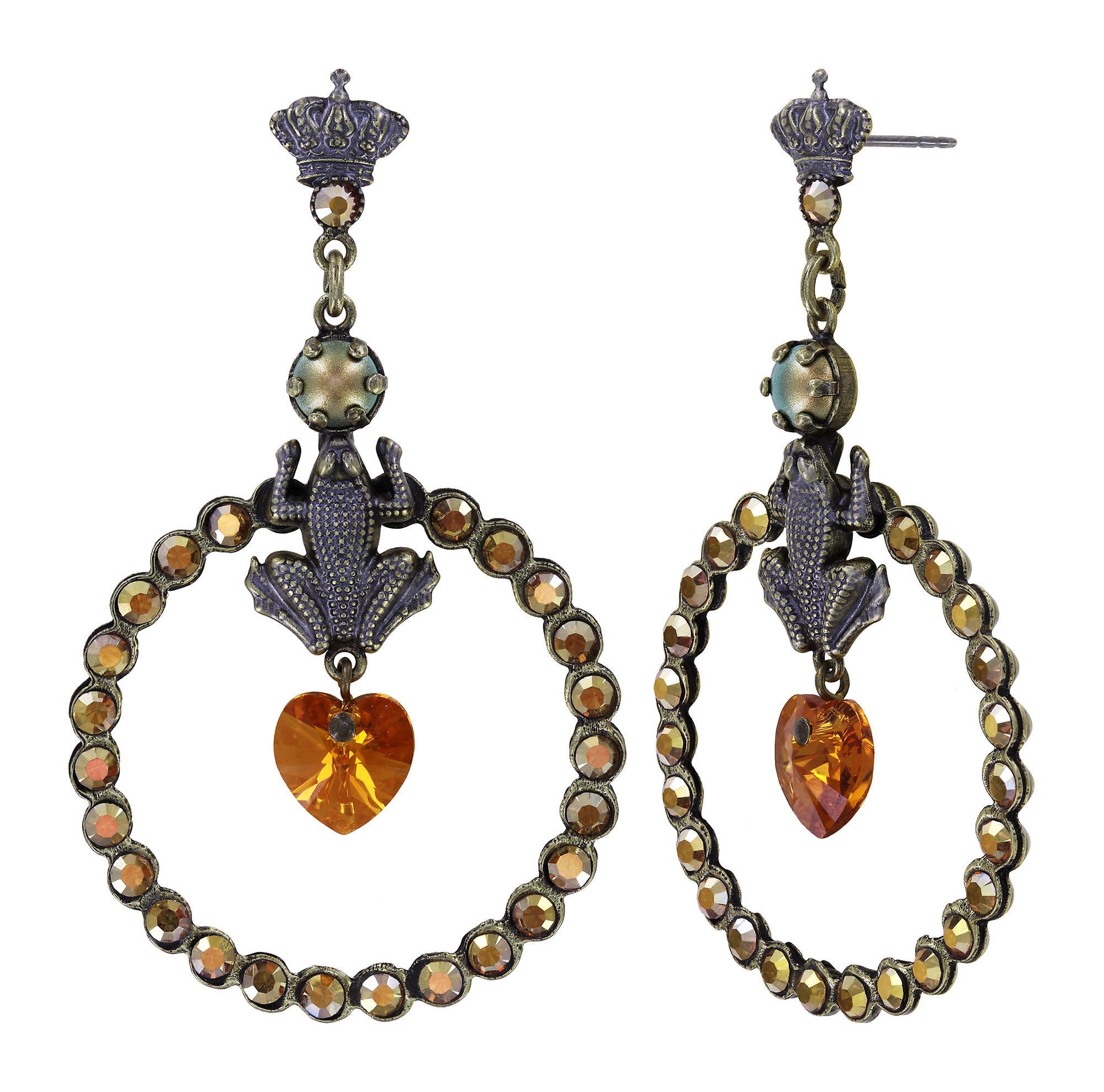 image for Earring stud dangling Little Frog Prince Yellow  