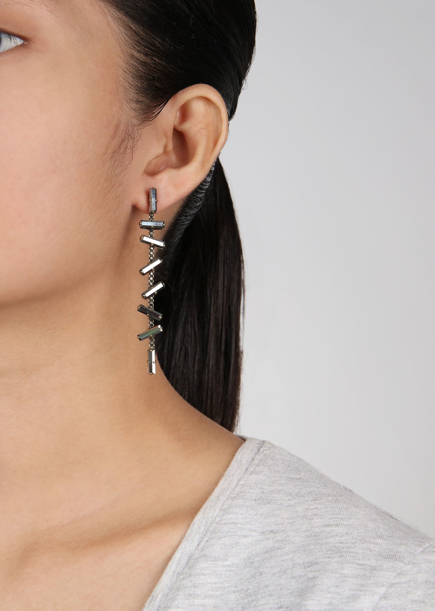 image pour Clou d'oreille pendant Jumping Baguette Lumière D'ombre grey 