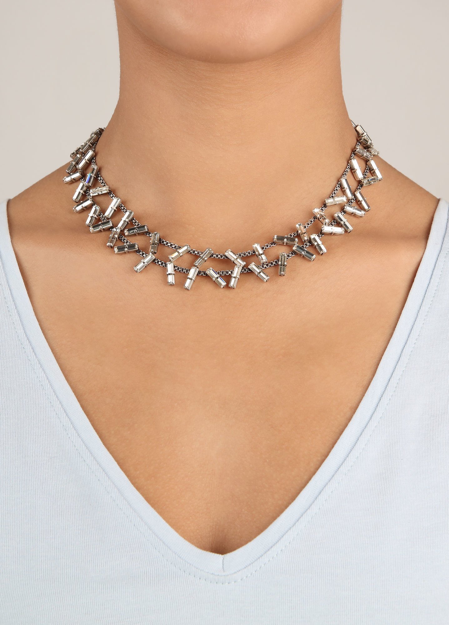 Bild für Halskette Jumping Baguette Kristallweiß Weiß 