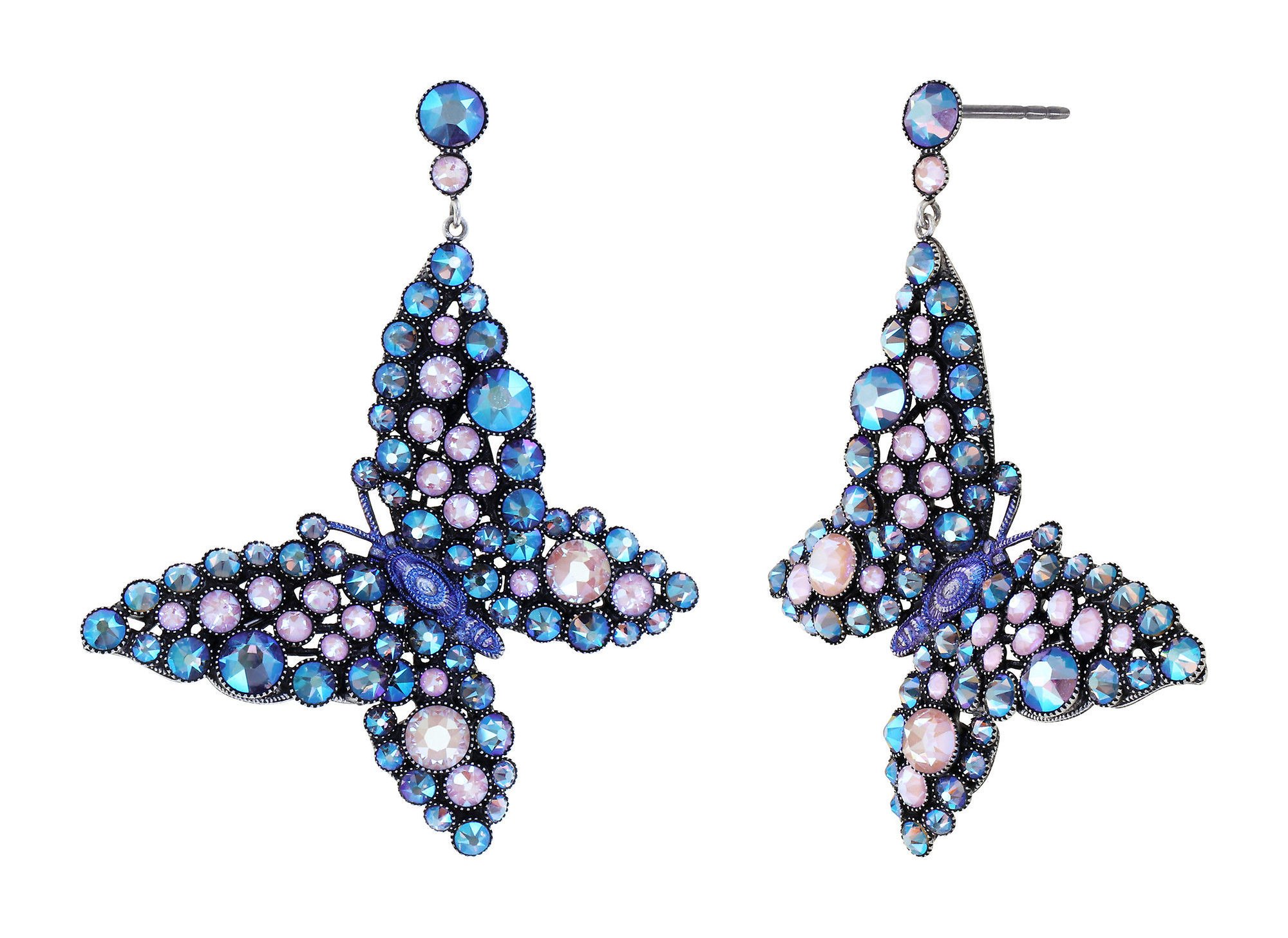 image pour Clou d'oreille pendant Lost Garden Bleu Pastel / Rose  