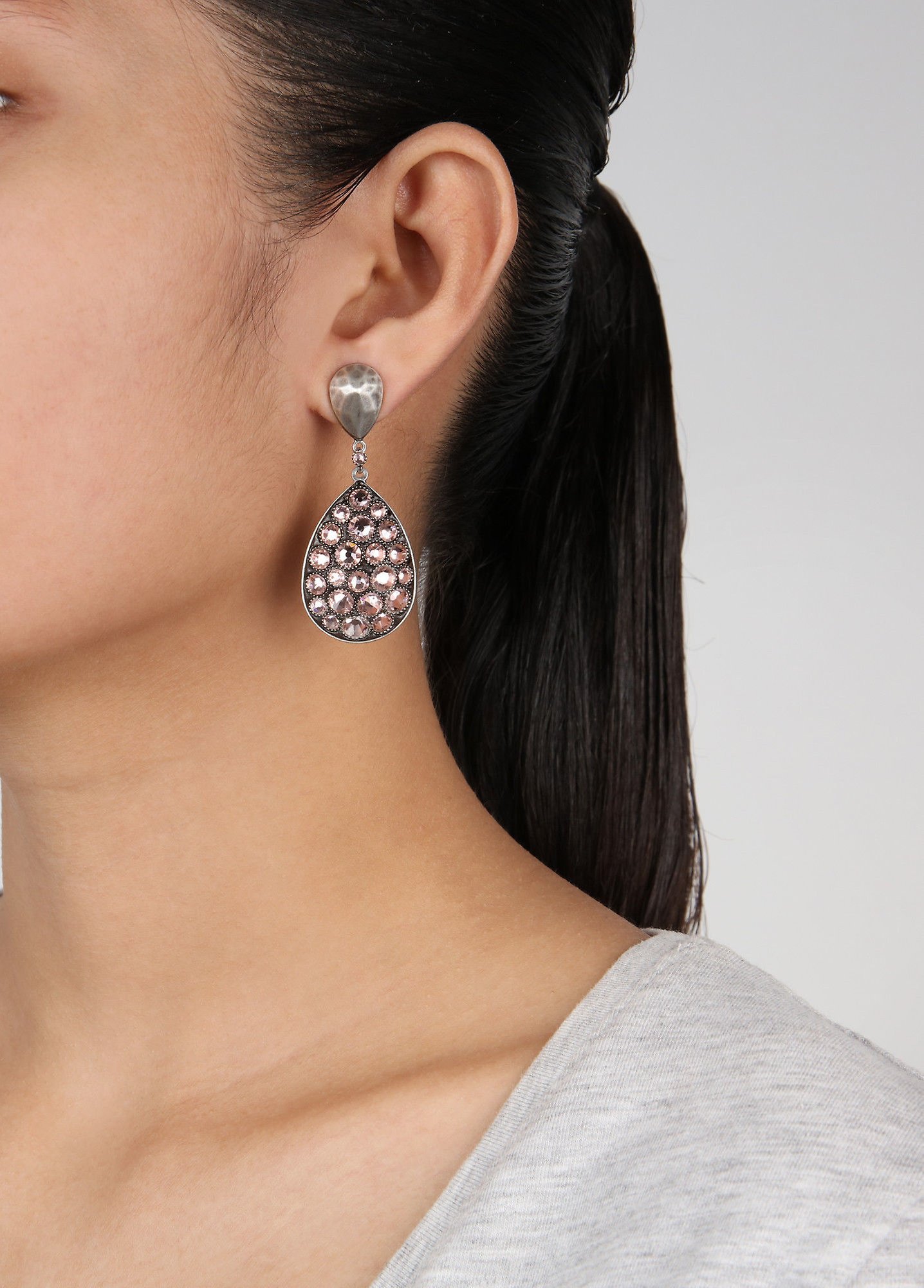 image for Earring Stud Dangling Tears of Joy Skin Shine vintage rose size L