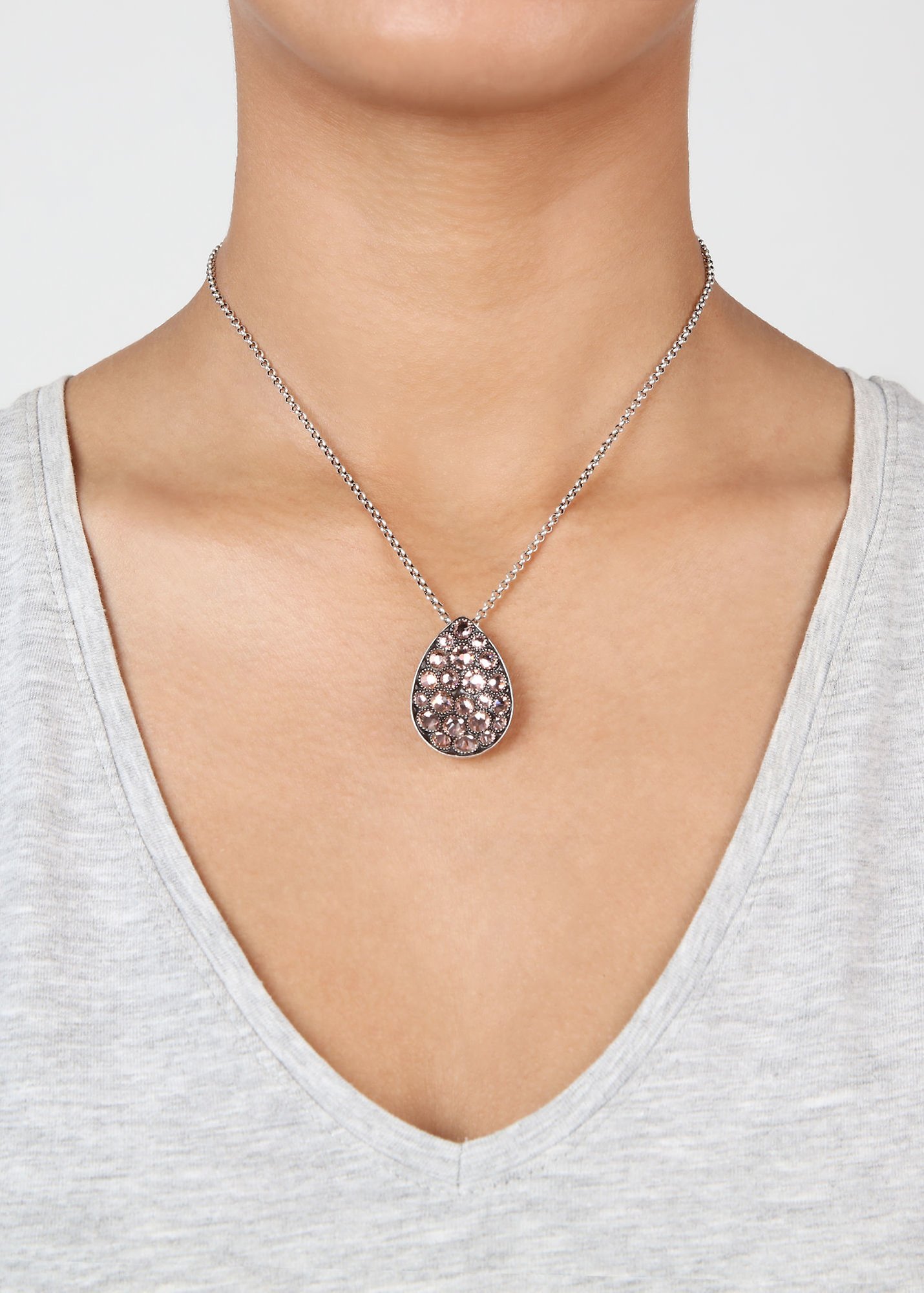 image for Necklace Pendant Tears of Joy Skin Shine vintage rose size L