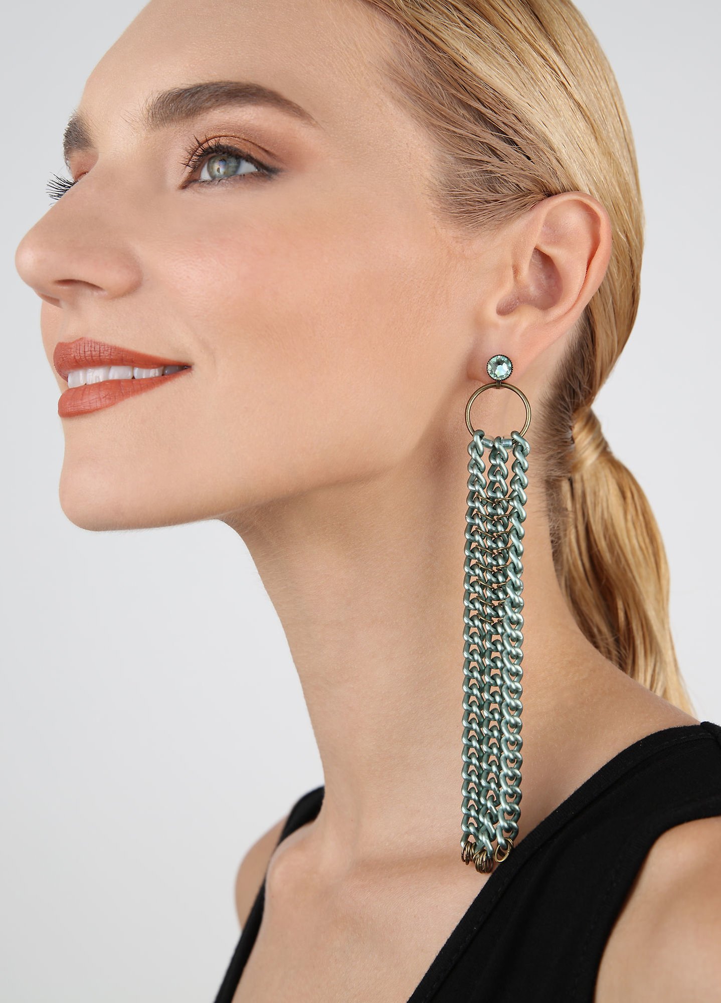 image for Earring Stud Dangling Unchained Green  