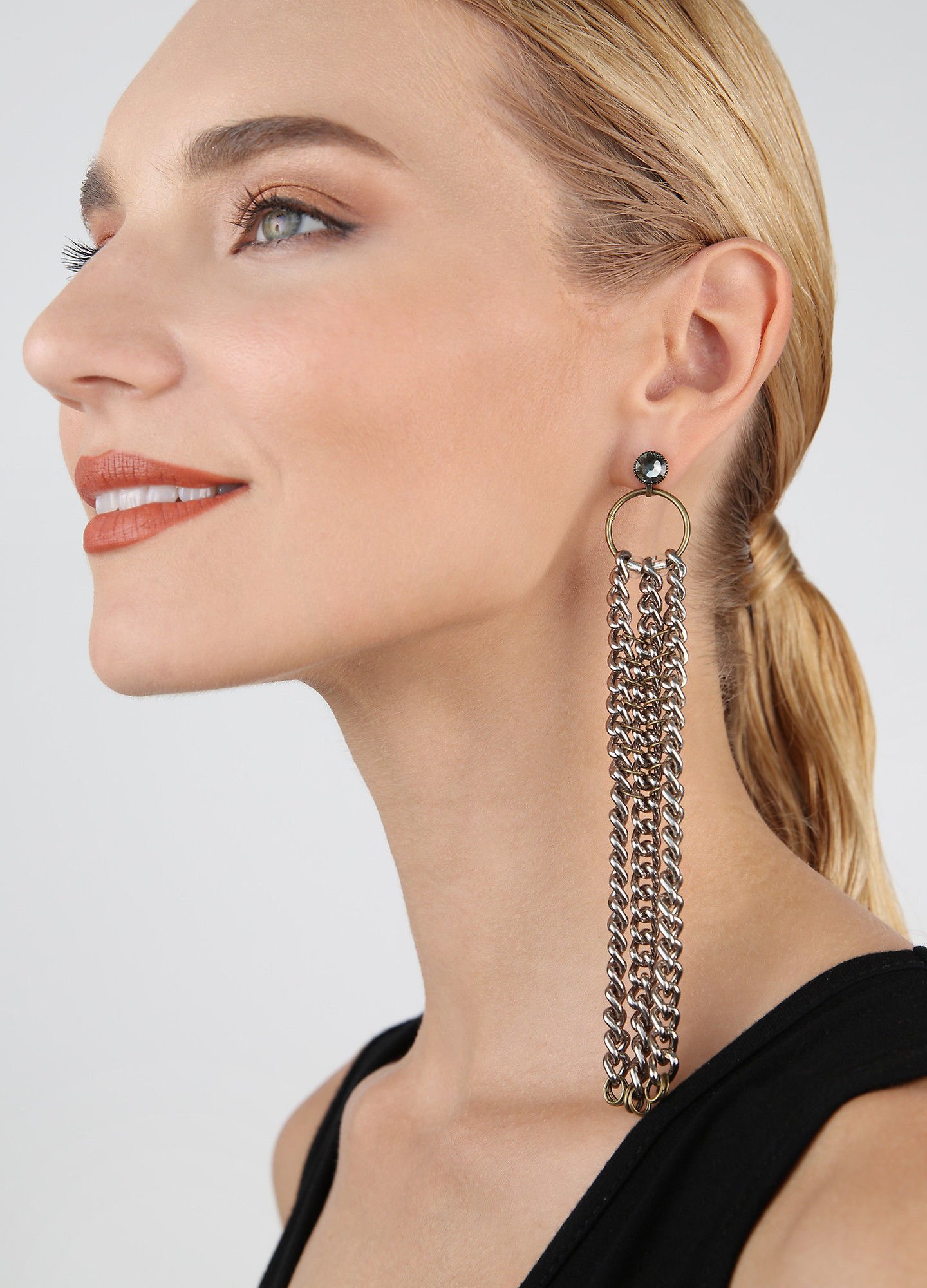 image for Earring Stud Dangling Unchained Brown  