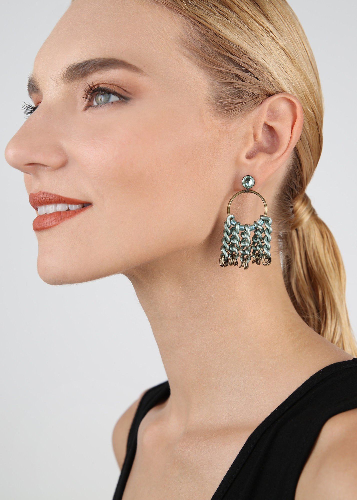 image for Earring Stud Dangling Unchained Green  