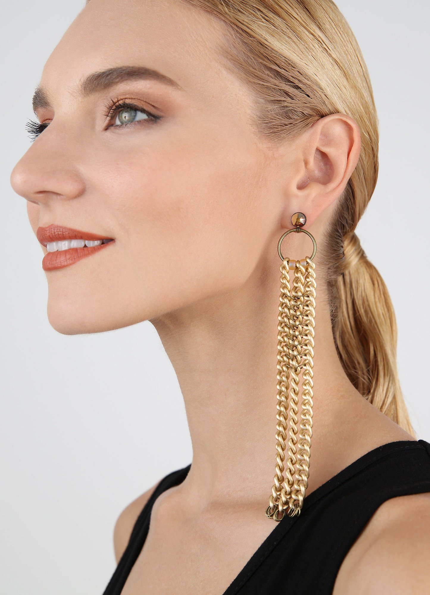 image for Earring Stud Dangling Unchained Yellow  