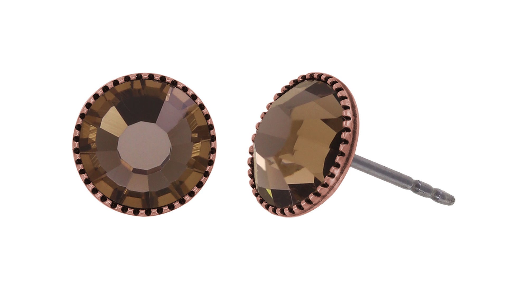 Bild für Ohrstecker flach Black Jack Braun Rauchiges topaz SS 34