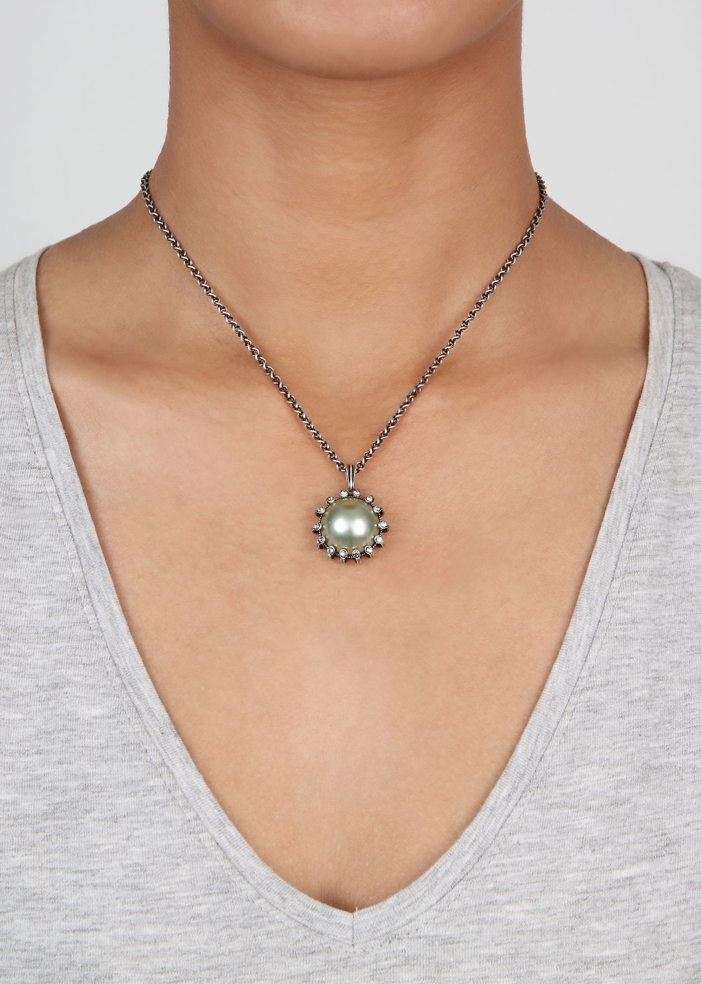 image for Necklace Pendant Where the Lilac Bloom Cool Mint blue/green 