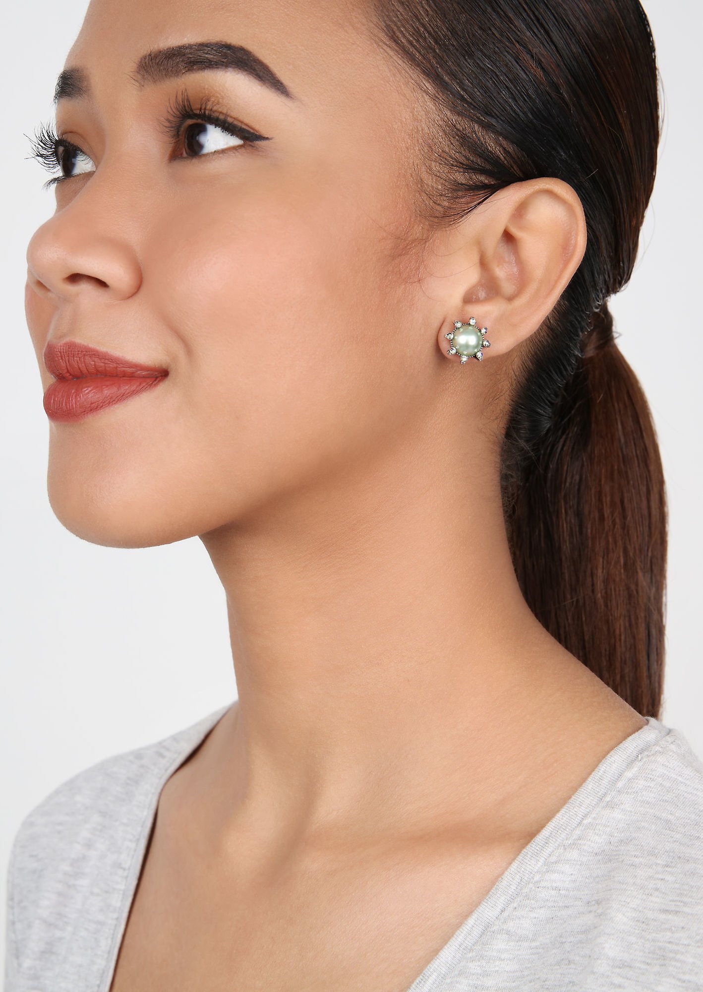 image for Earring Stud Where the Lilac Bloom Cool Mint blue/green 