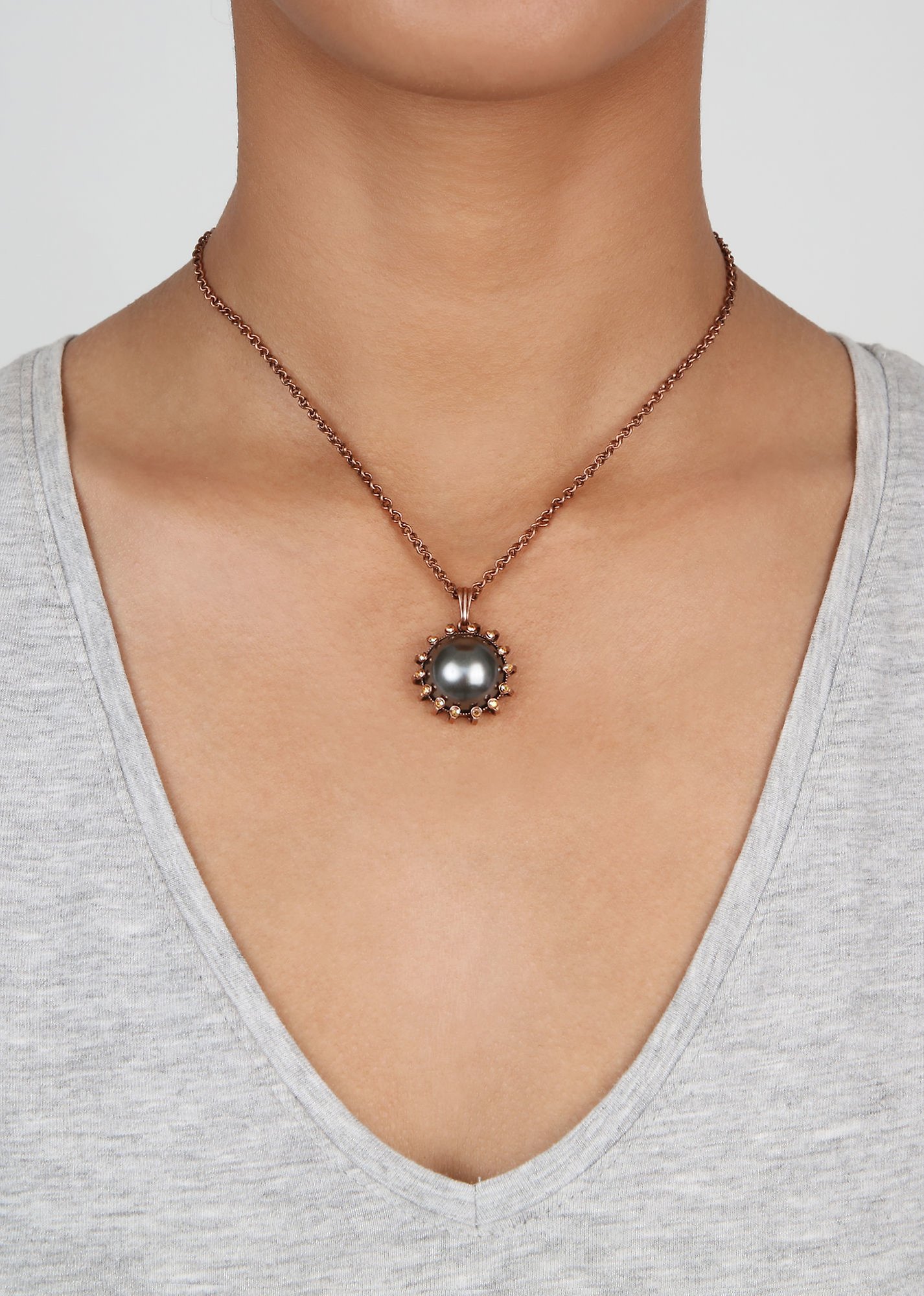 image for Necklace Pendant Where the Lilac Bloom Soft Touch green/brown 