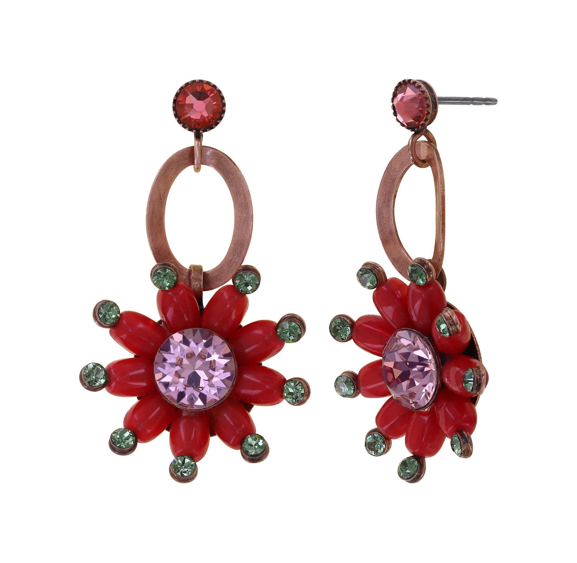 image for Earring Stud Dangling Daisy Riot Multi Red  