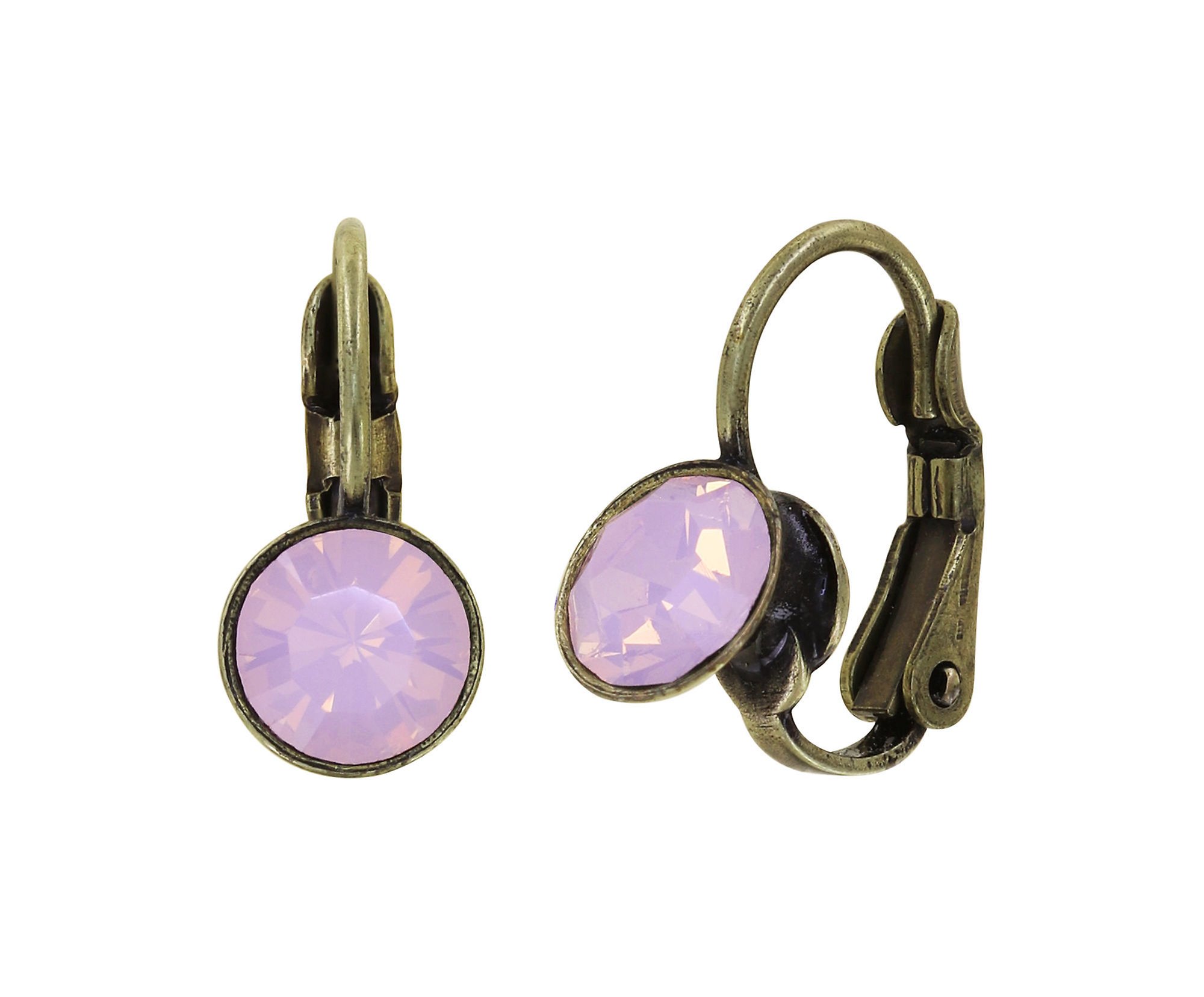 image for Earring Eurowire Black Jack Pink rose opal SS 29