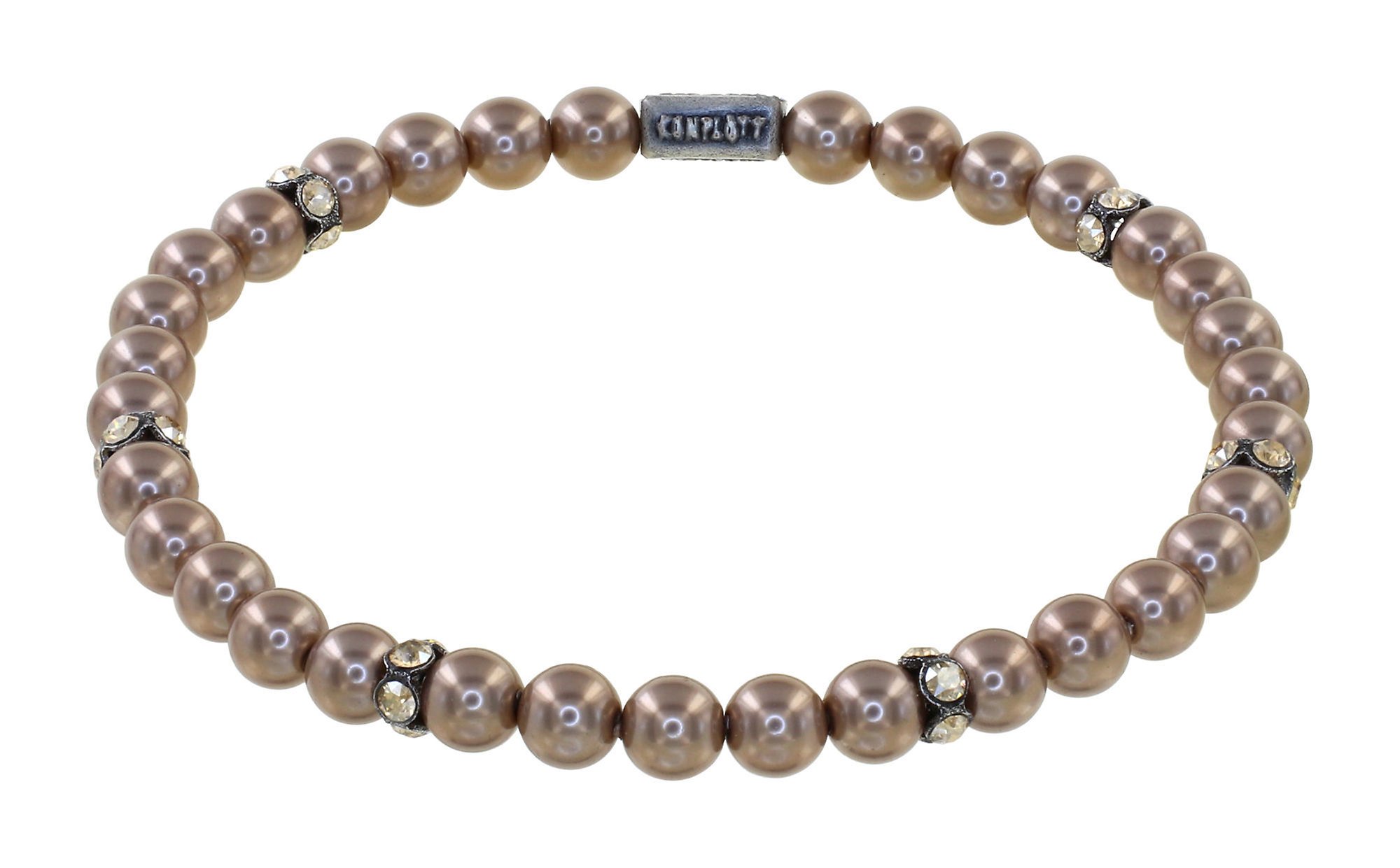 image for Bracelet Elastic Pearl Shadow Beige crystal golden shadow 