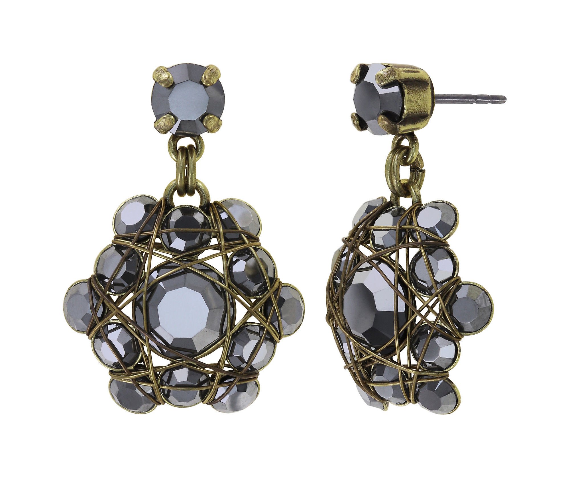 image for Earring Stud Dangling Bended Lights Black jet hematite 