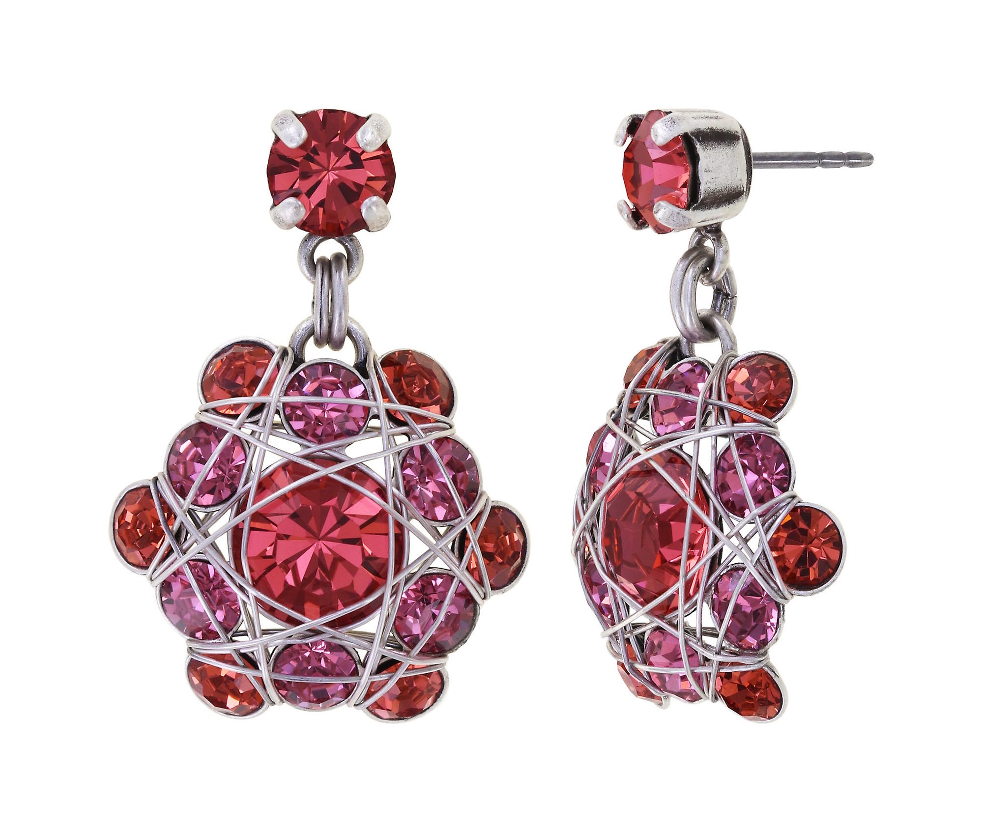image for Earring Stud Dangling Bended Lights Coralline / Pink  