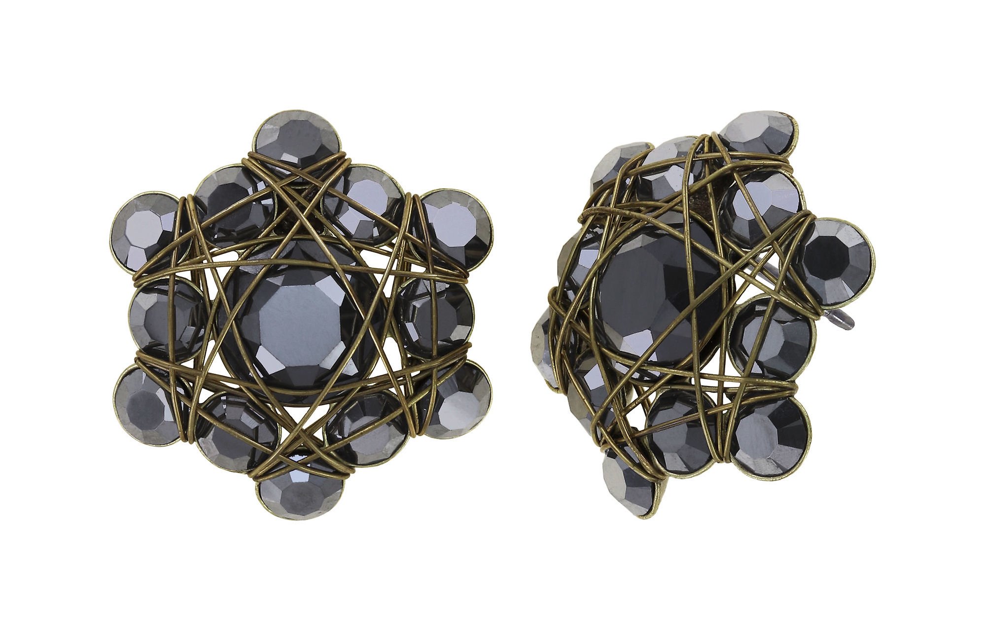 image for Earring Stud Bended Lights Black jet hematite 