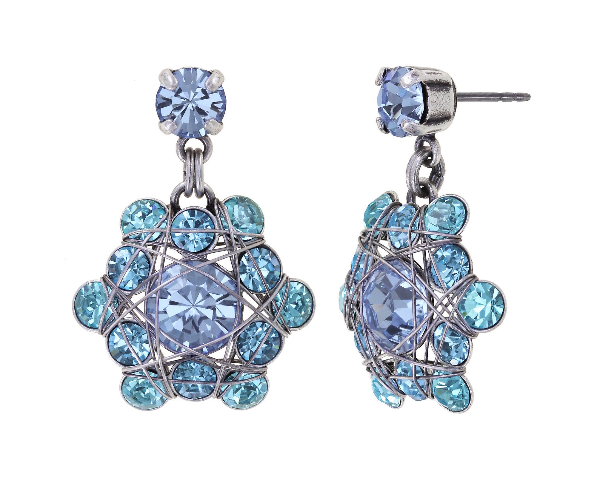 image for Earring stud dangling Bended Lights Blue  