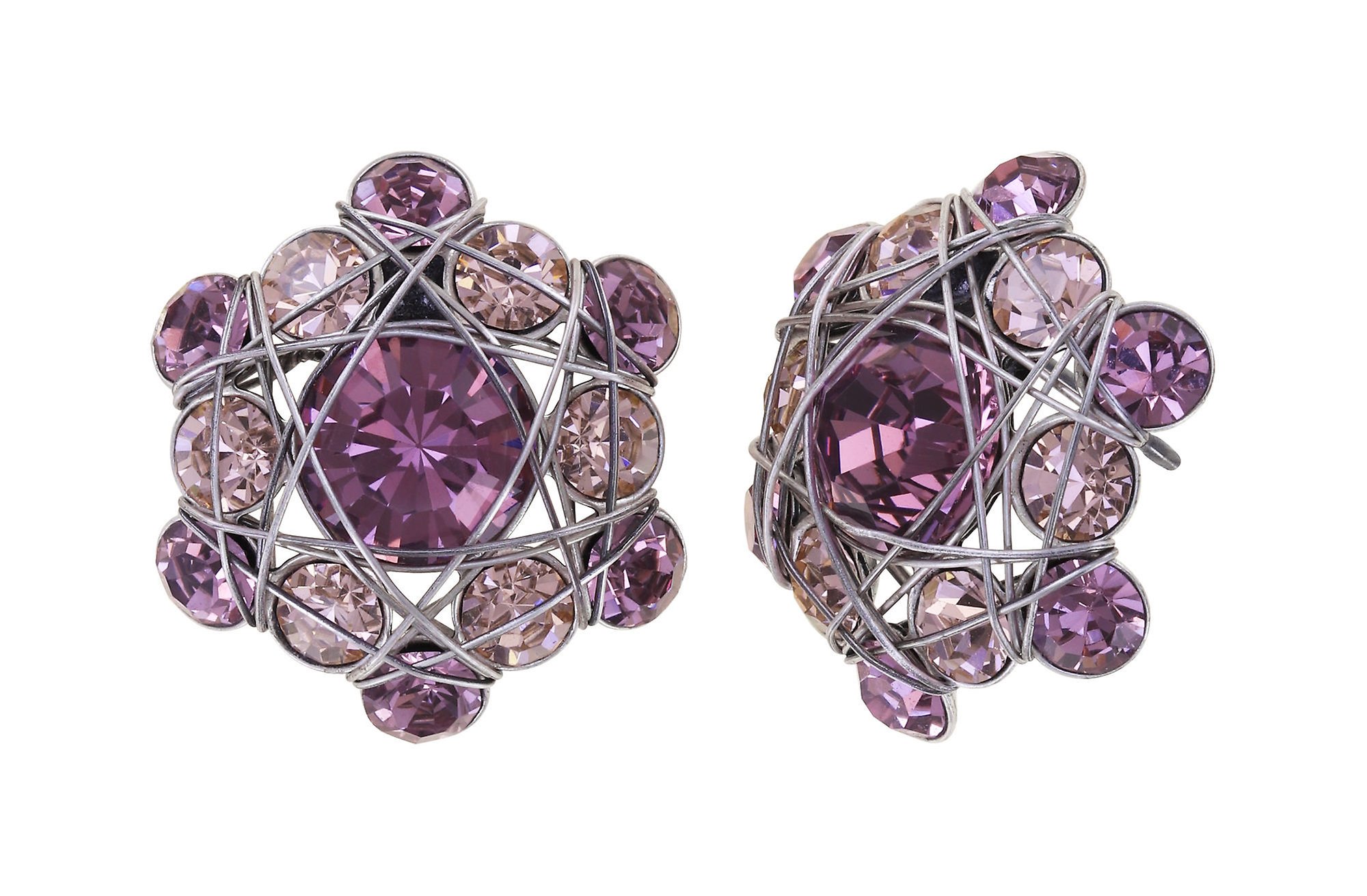 image for Earring stud Bended Lights Pink / Lila  