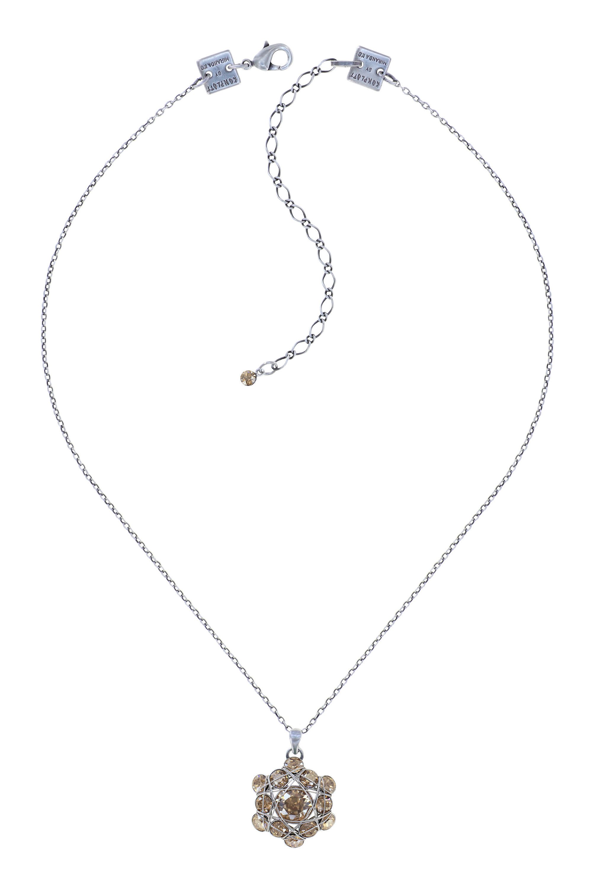 image for Necklace Pendant Bended Lights Beige crystal golden shadow 