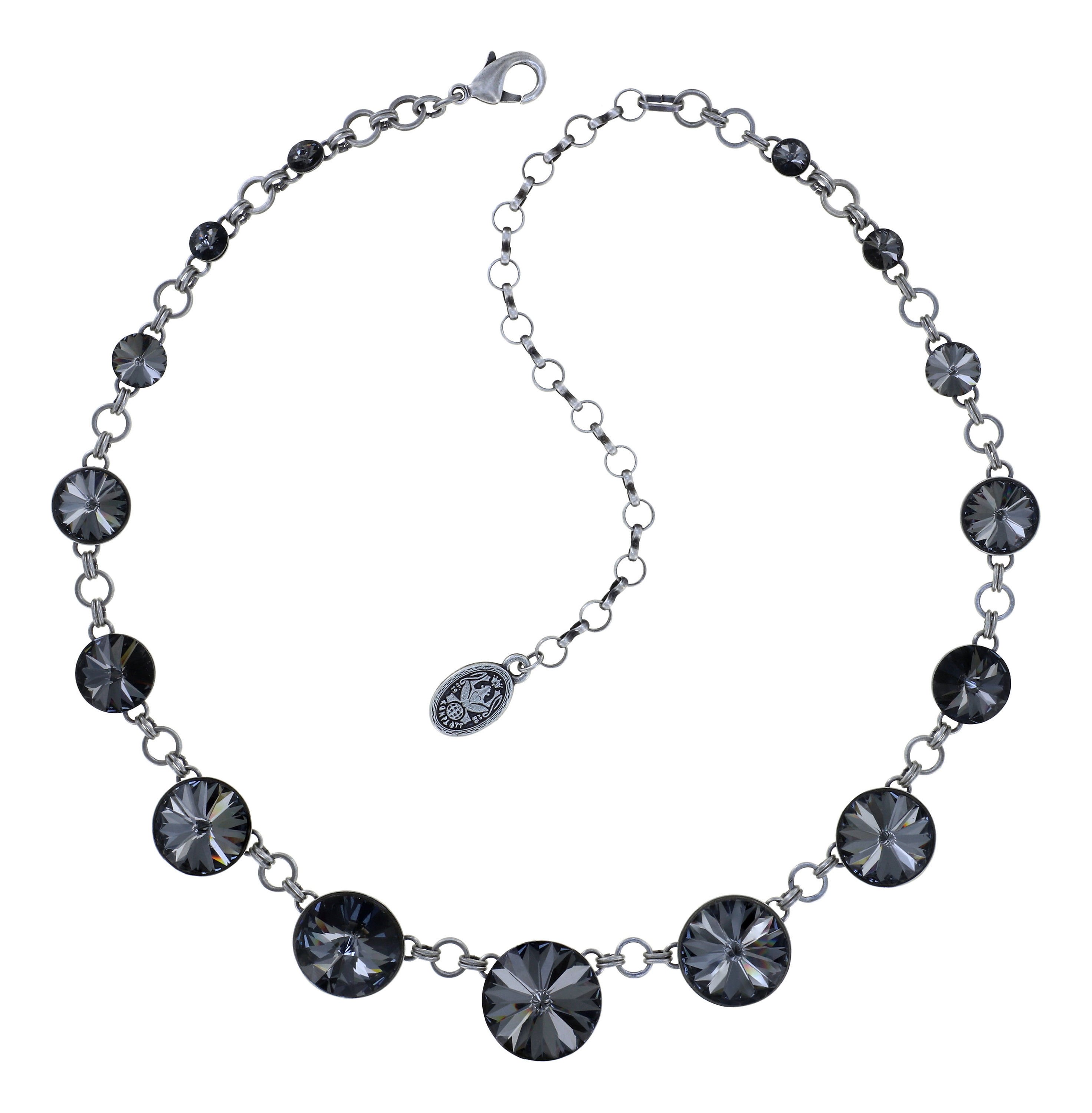 image for Necklace Rivoli Grey crystal night fall 