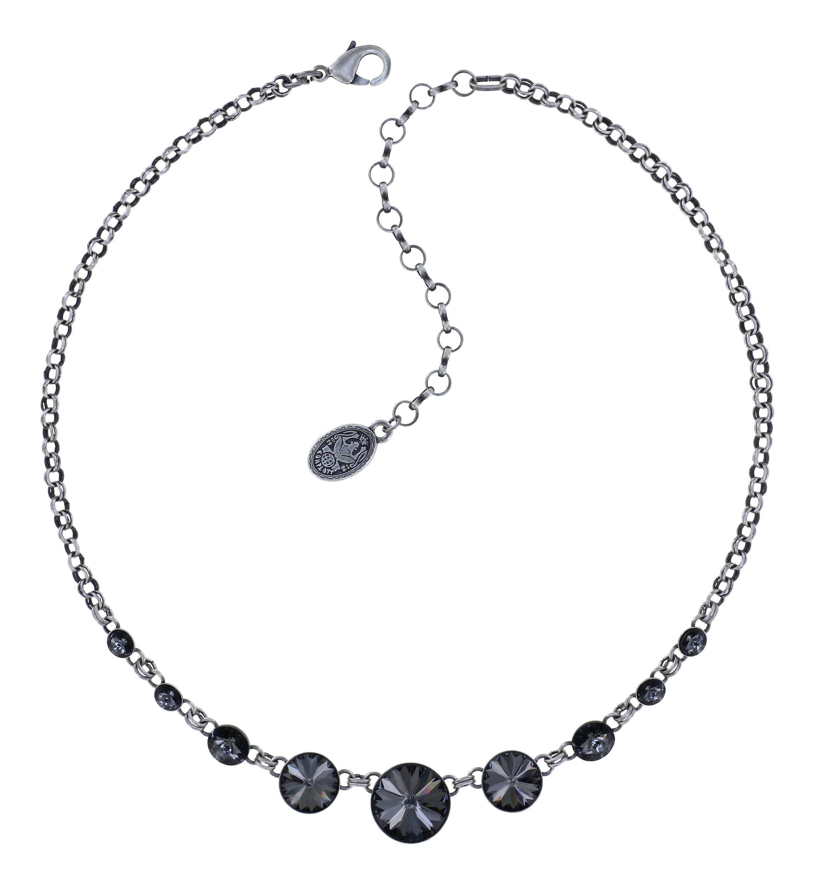image for Necklace Rivoli Grey crystal night fall 