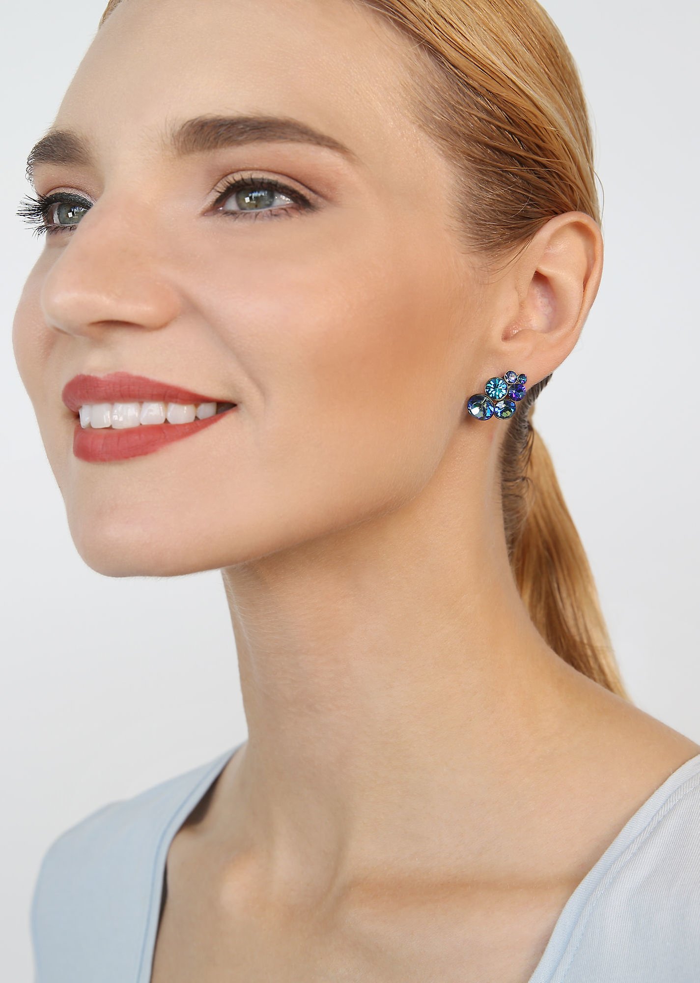 image for Earring Stud Petit Glamour Dark Blue  