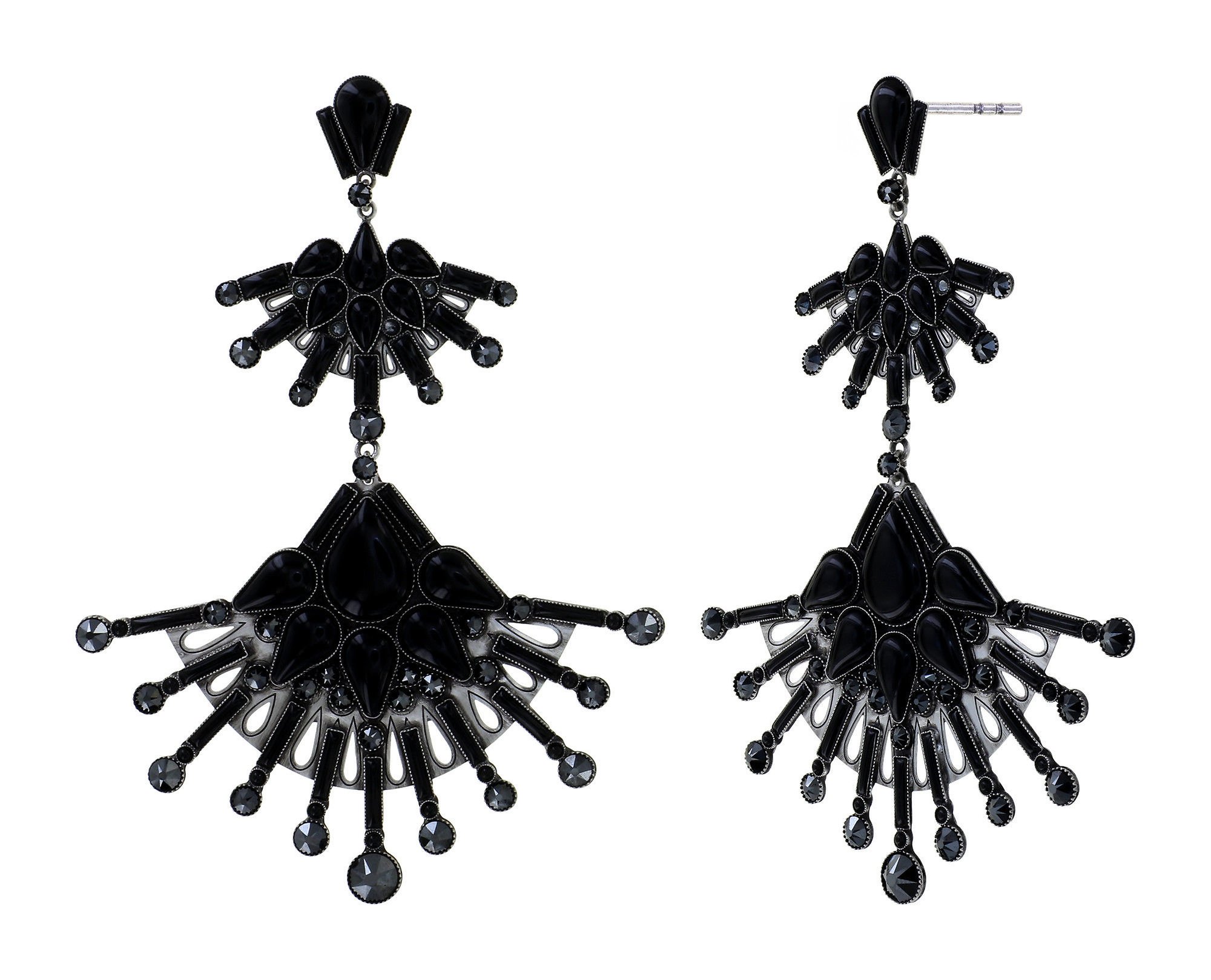 image for Earring stud dangling Geisha Dark Desires Black size L