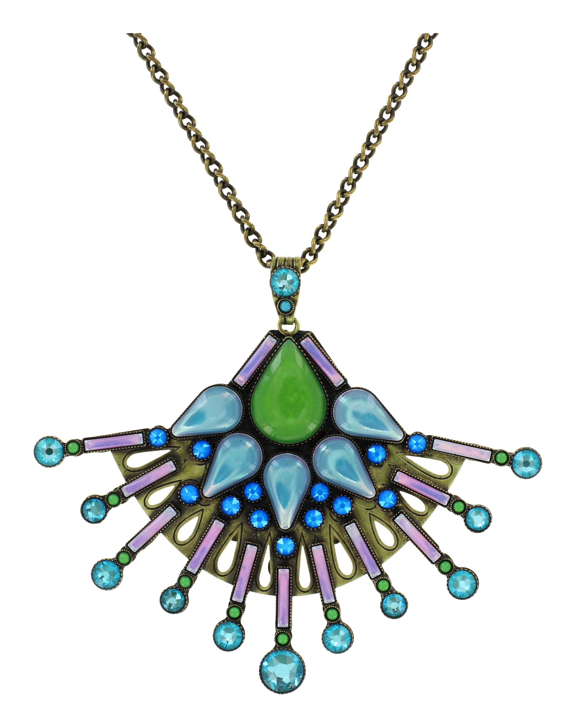 image pour Collier pendant (long) Geisha Montre-Moi La Lune Bleue blue/green 