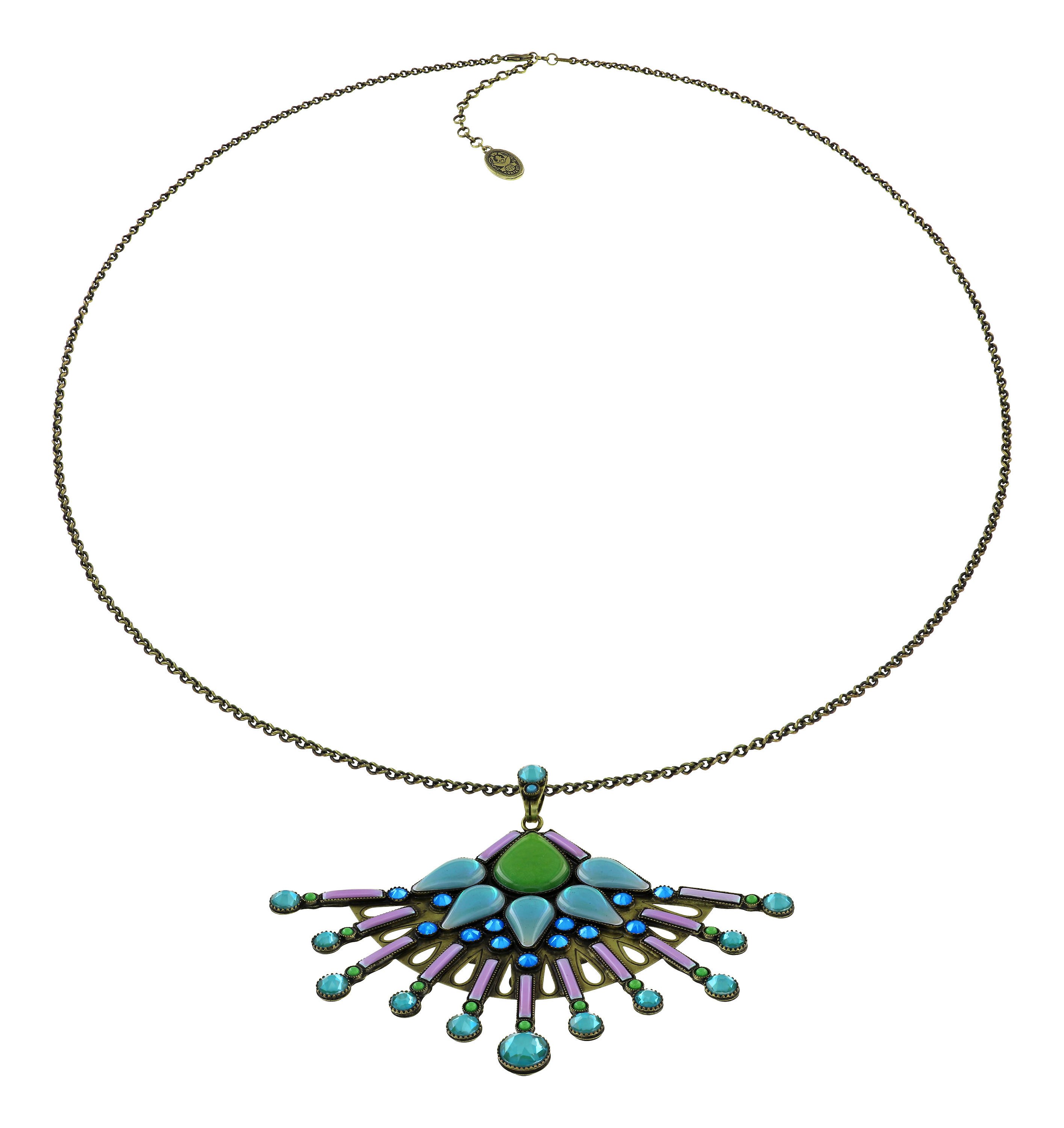 image pour Collier pendant (long) Geisha Montre-Moi La Lune Bleue blue/green 