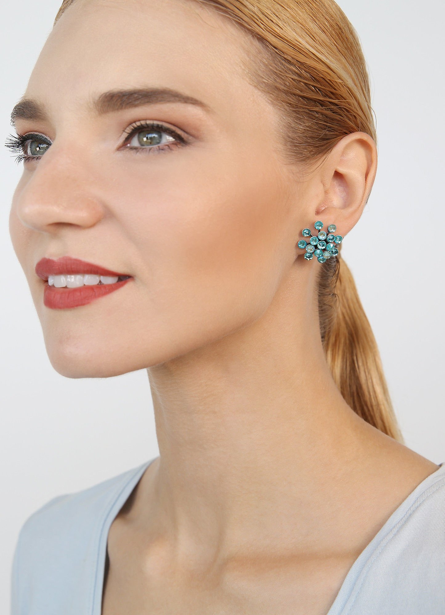 image pour Clou d'oreille Magic Fireball Bleu / Vert  Classic Size (21mm Ø)