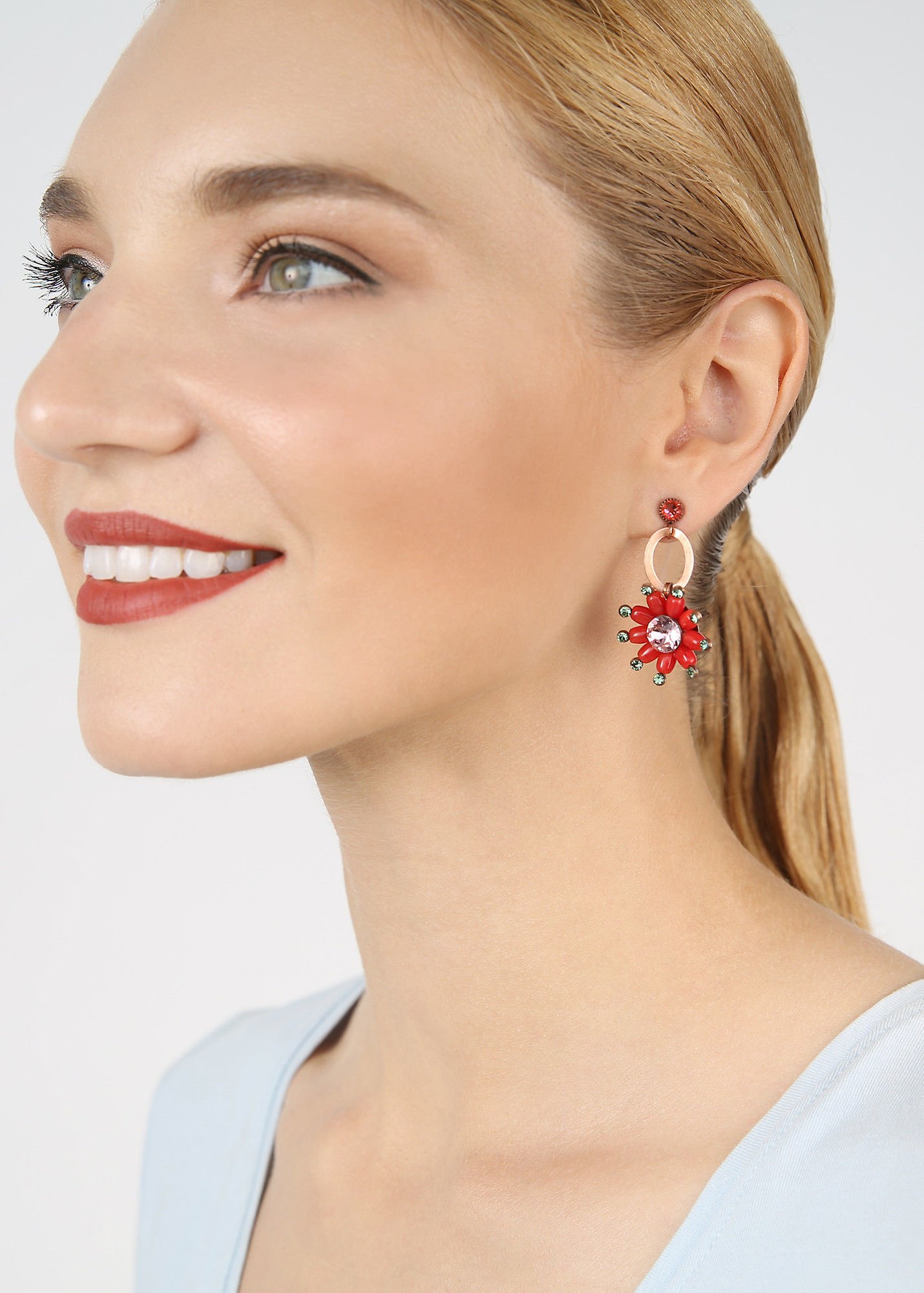 image for Earring Stud Dangling Daisy Riot Multi Red  