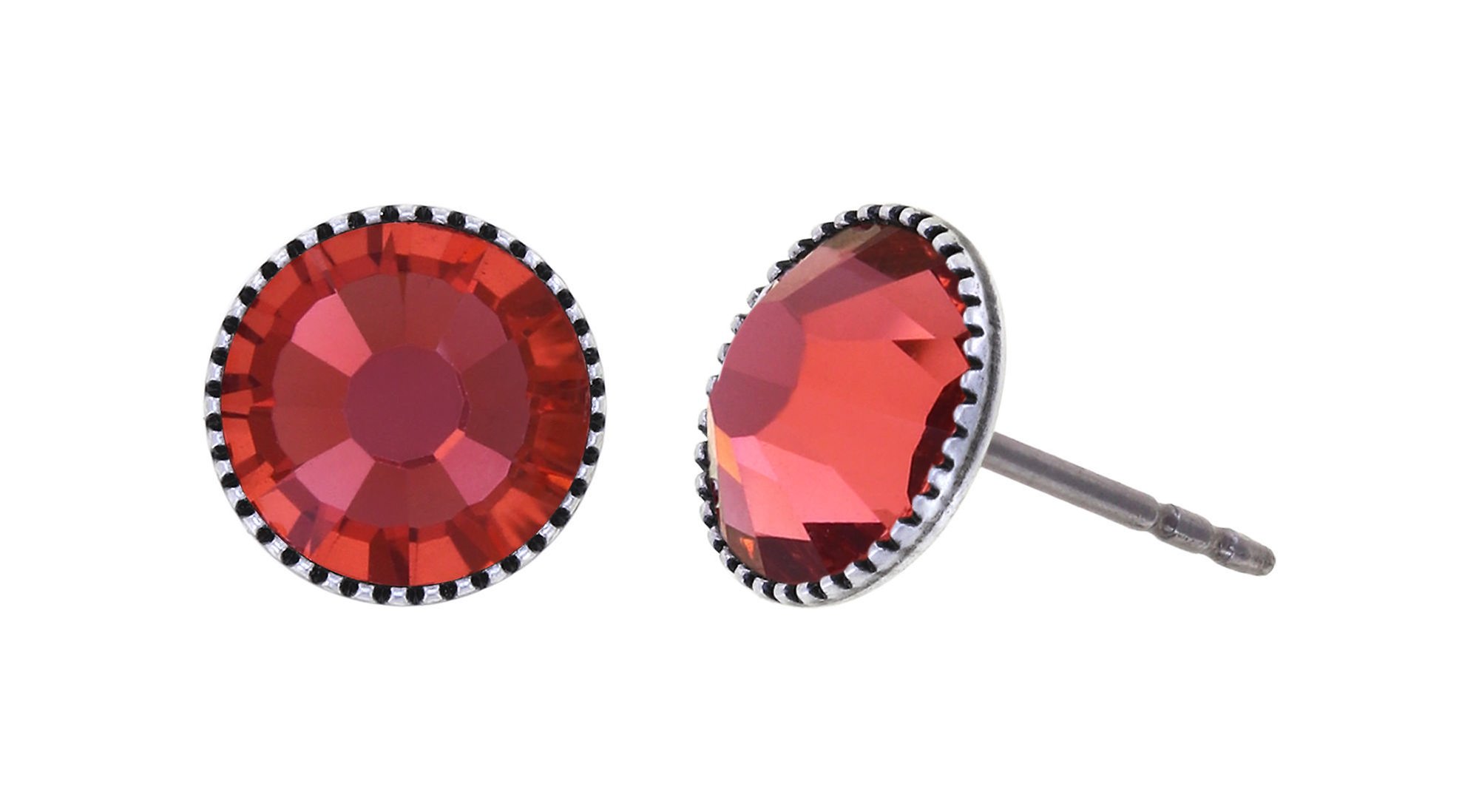 image for Earring Stud-Flat Black Jack Coralline padparadscha SS 34