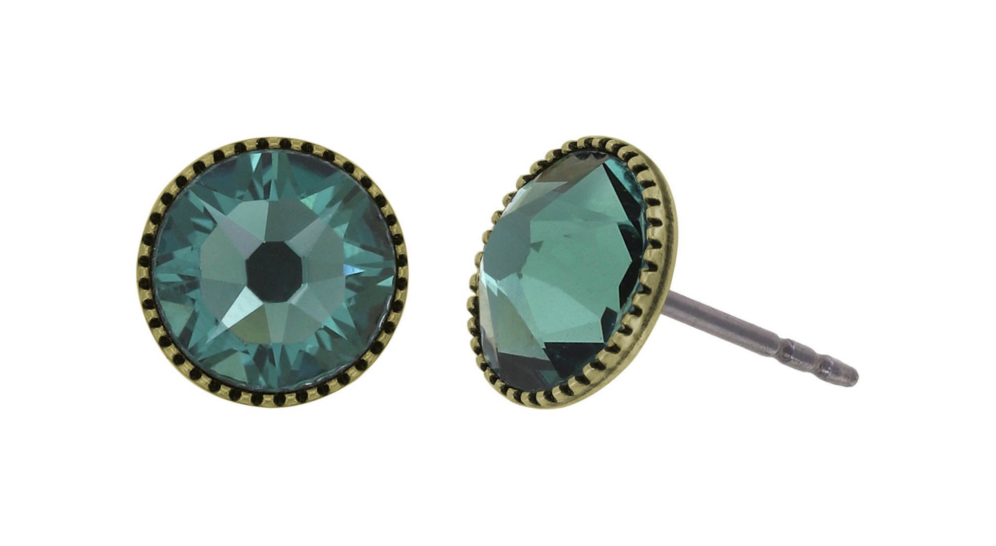 image pour Clou d'oreille plat Black Jack Vert erinite SS 34