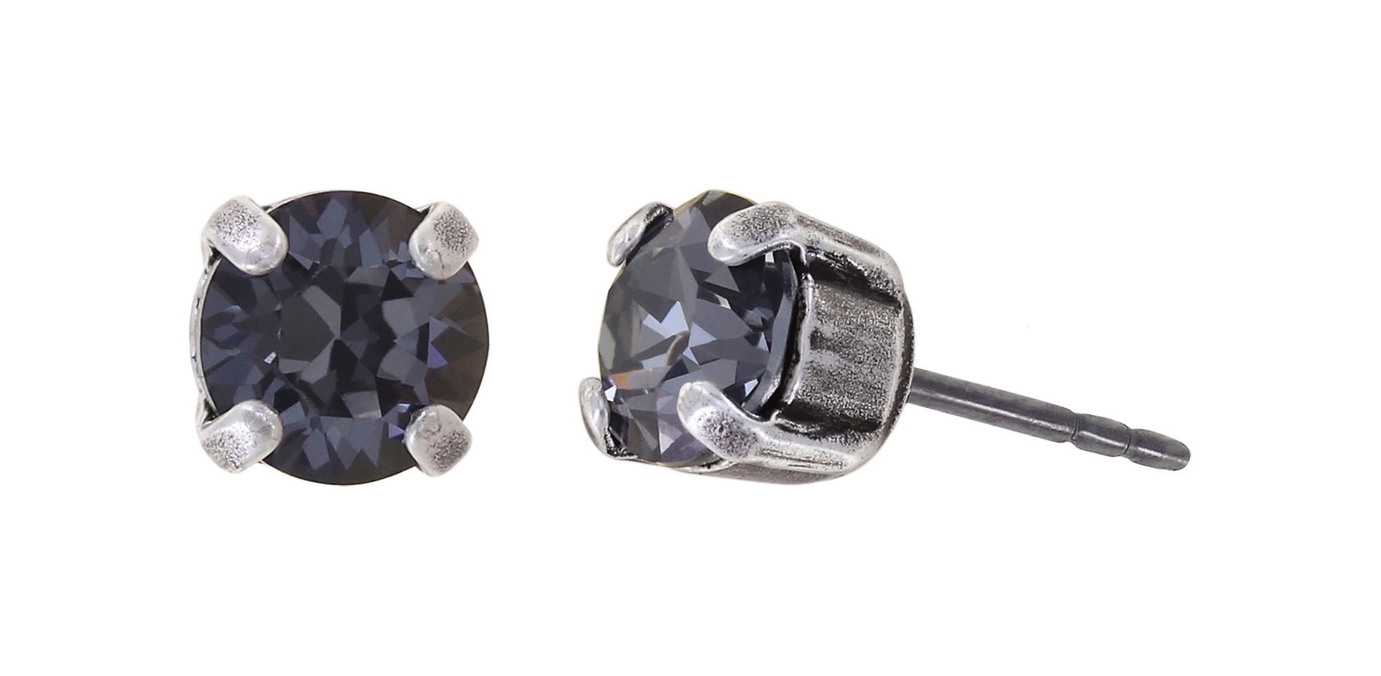image for Earring Stud Black Jack Black crystal silver night SS 29