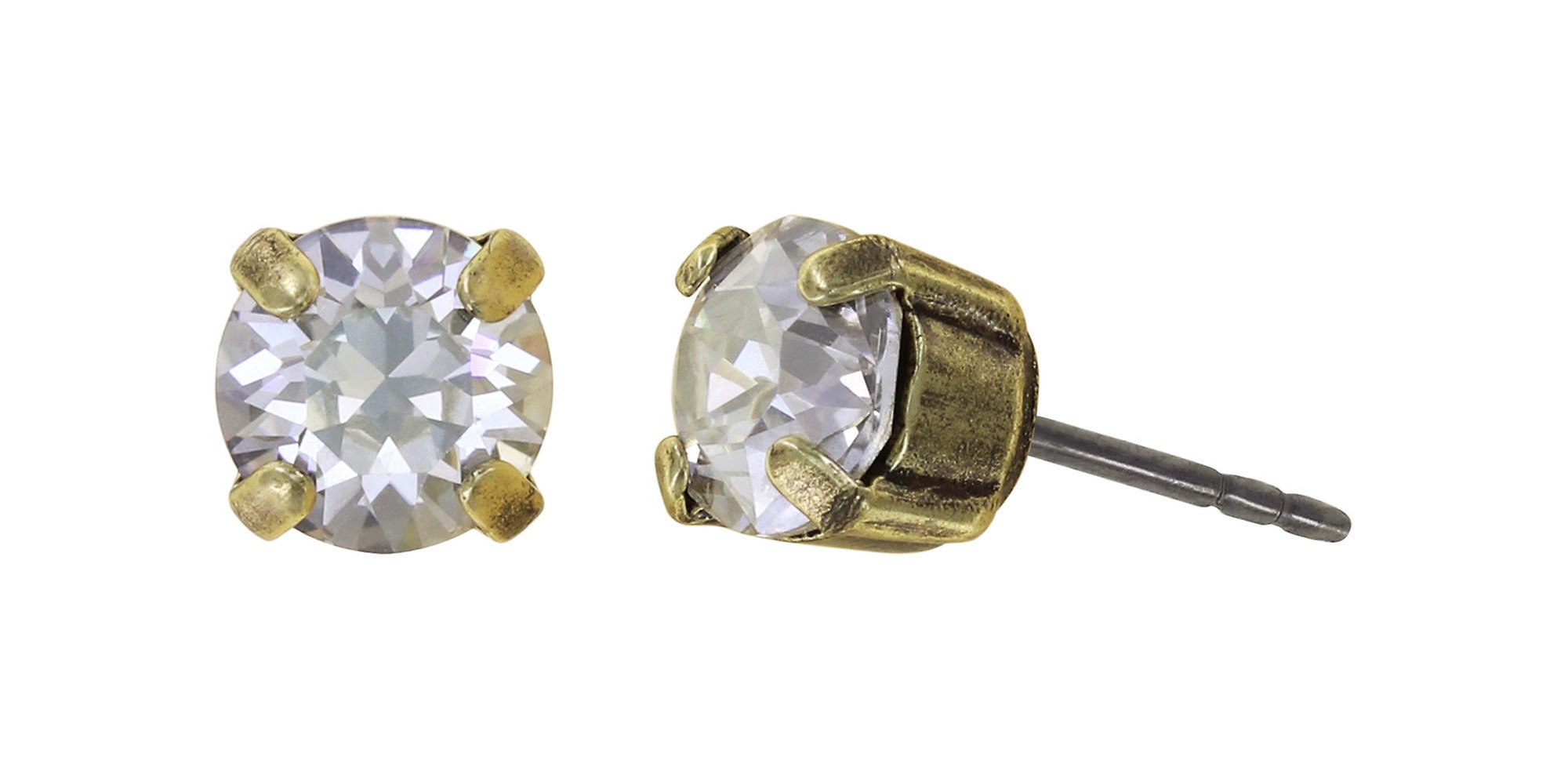 image for Earring Stud Black Jack White crystal silver shade SS 29