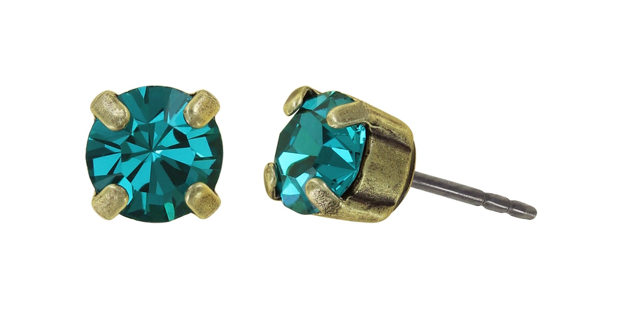 image pour Clou d'oreille Black Jack Vert blue zircon SS 29