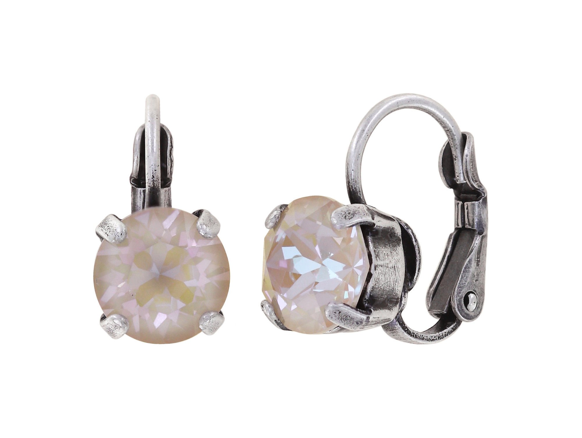 image for Earring Eurowire Black Jack White crystal ivory cream delite SS 39