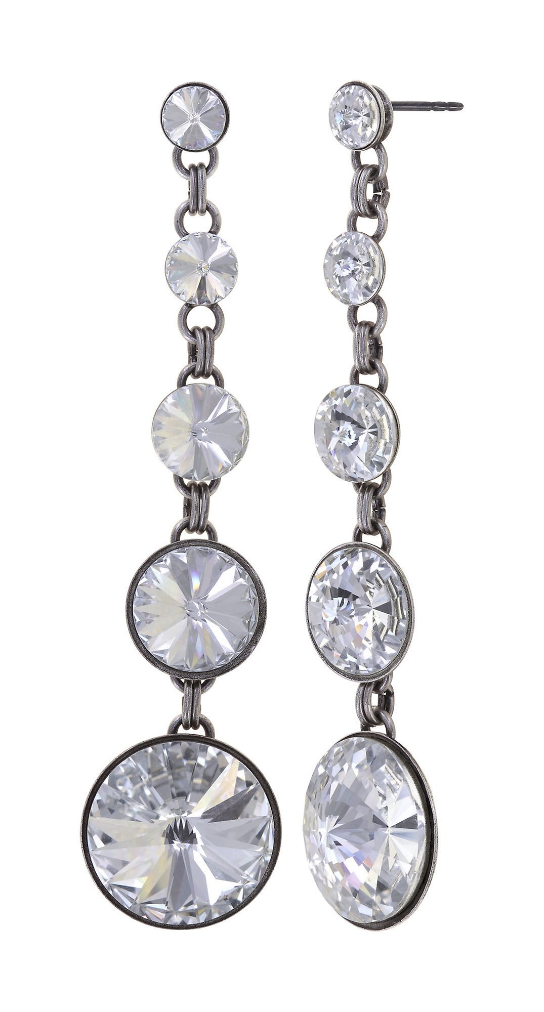 image for Earring Stud Dangling Rivoli White crystal 