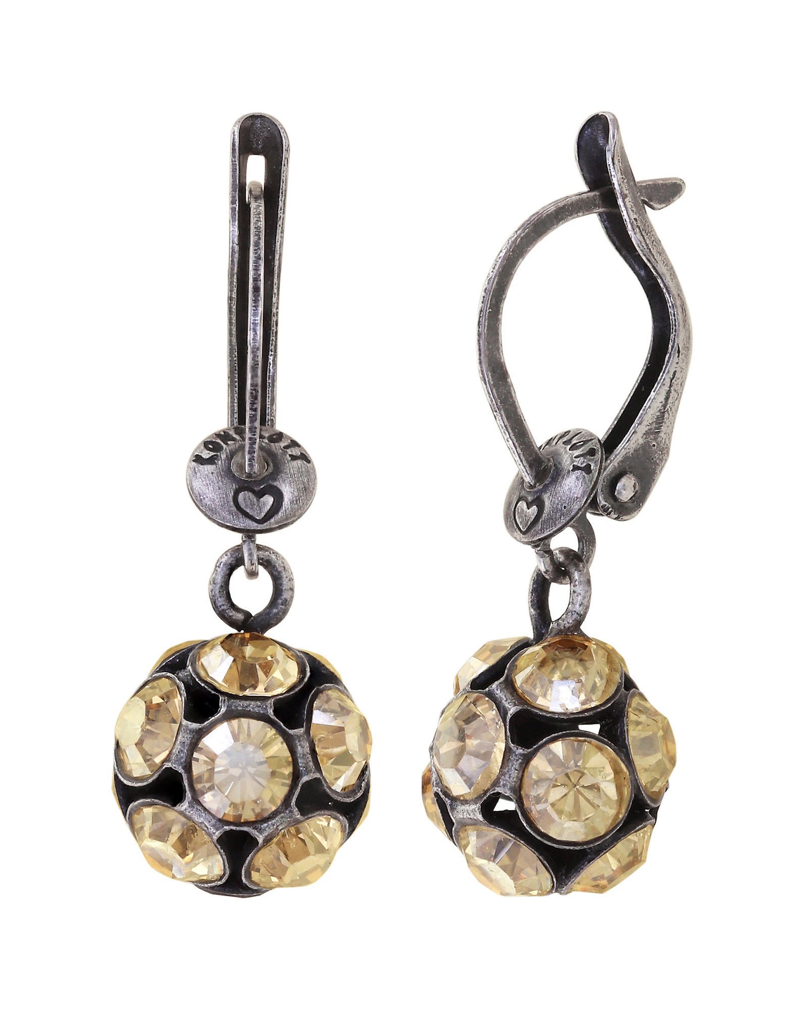 image pour Boucles d'oreilles pendantes Disco Balls Beige crystal golden shadow PP 32